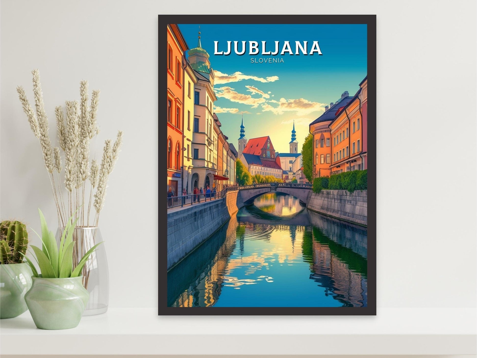 Ljubljana Travel Print | Ljubljana Illustration | Ljubljana Wall Art | Slovenia Print | Ljubljana Print| Ljubljana Painting | ID 030