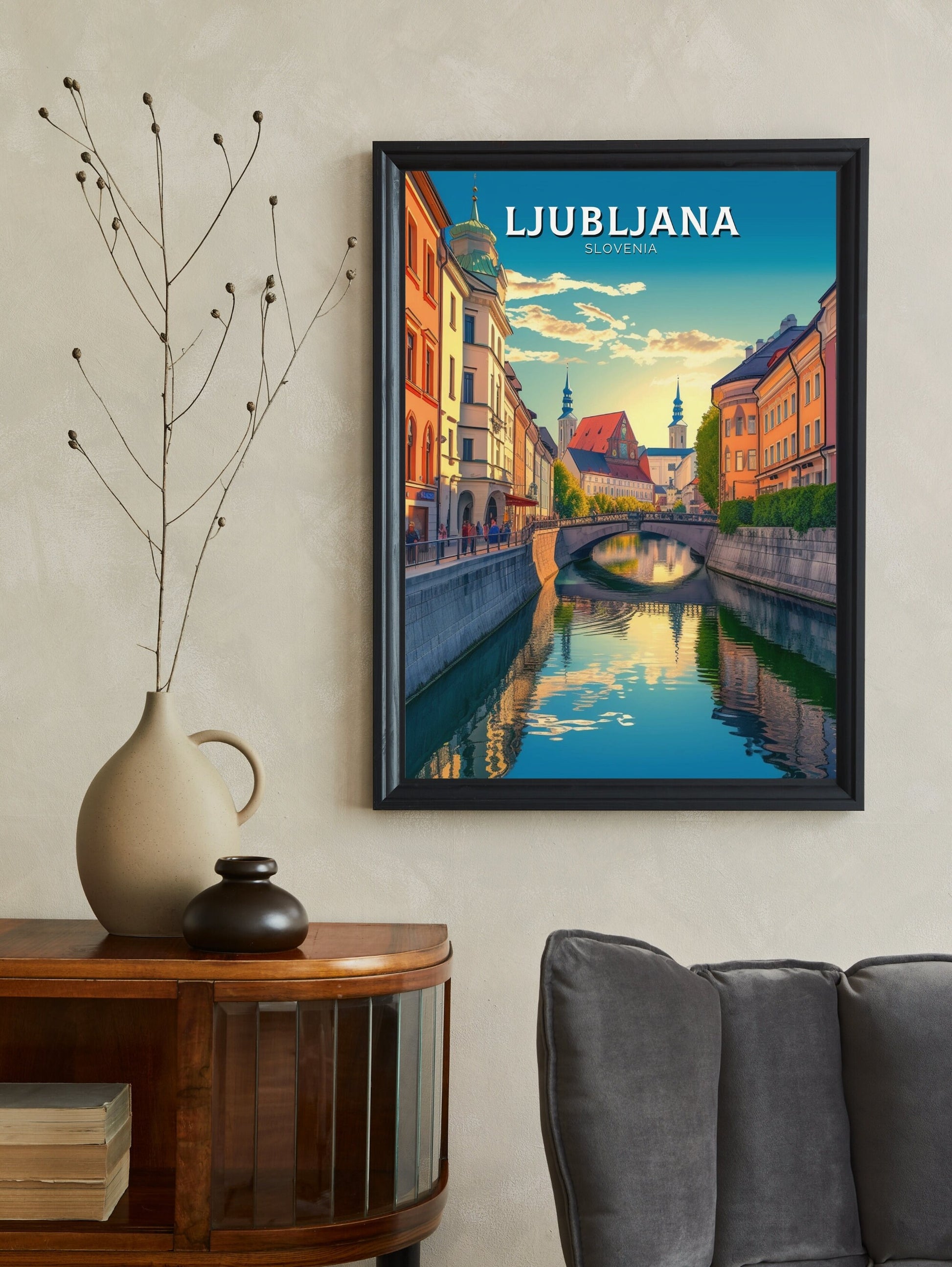 Ljubljana Travel Print | Ljubljana Illustration | Ljubljana Wall Art | Slovenia Print | Ljubljana Print| Ljubljana Painting | ID 030