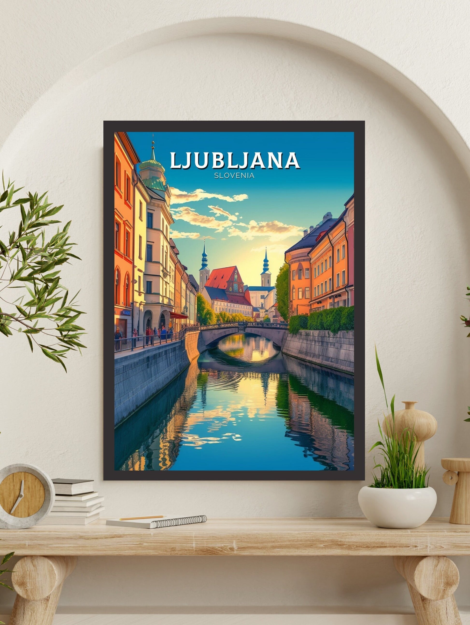 Ljubljana Travel Print | Ljubljana Illustration | Ljubljana Wall Art | Slovenia Print | Ljubljana Print| Ljubljana Painting | ID 030