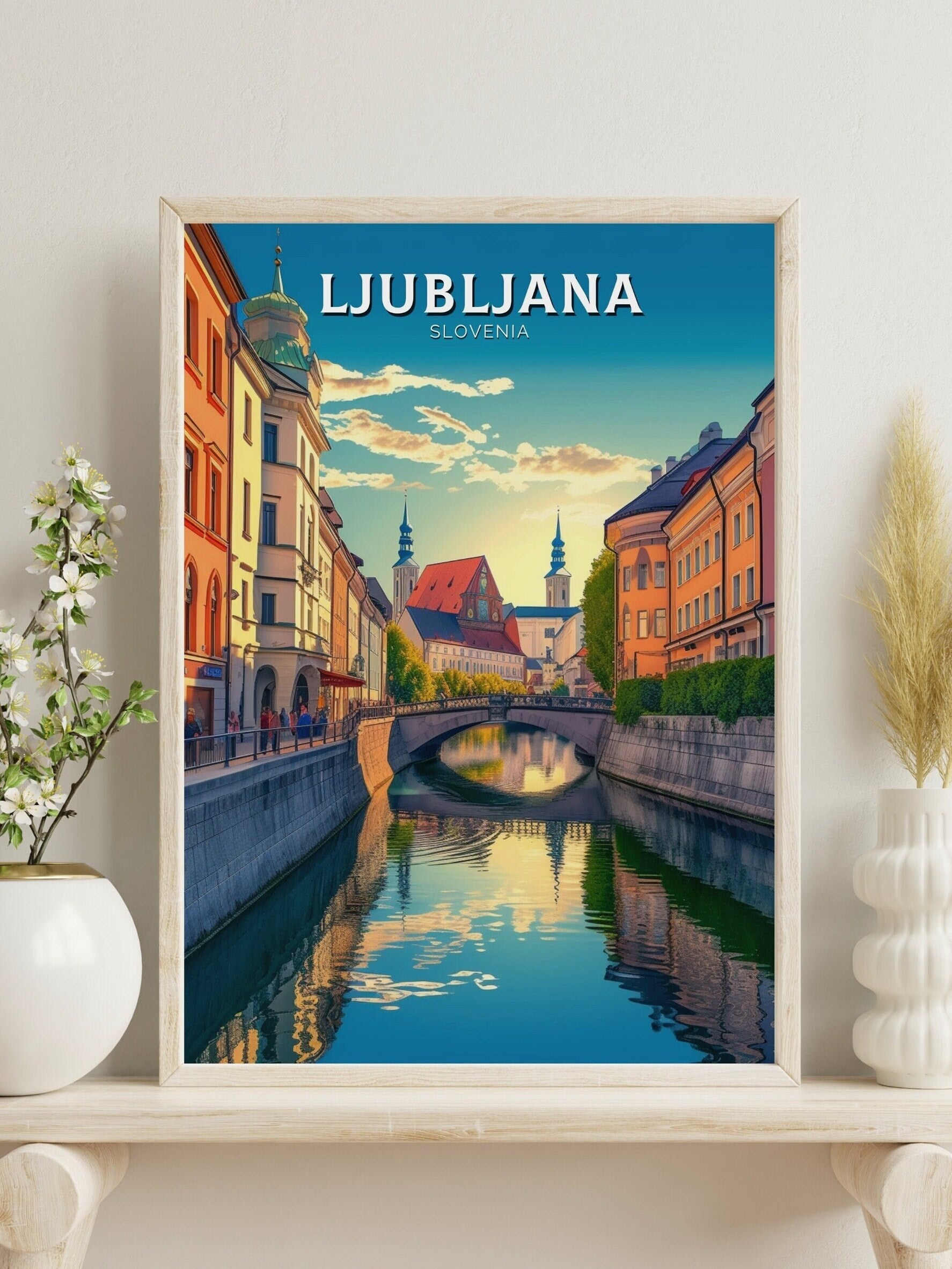 Ljubljana Travel Print | Ljubljana Illustration | Ljubljana Wall Art | Slovenia Print | Ljubljana Print| Ljubljana Painting | ID 030