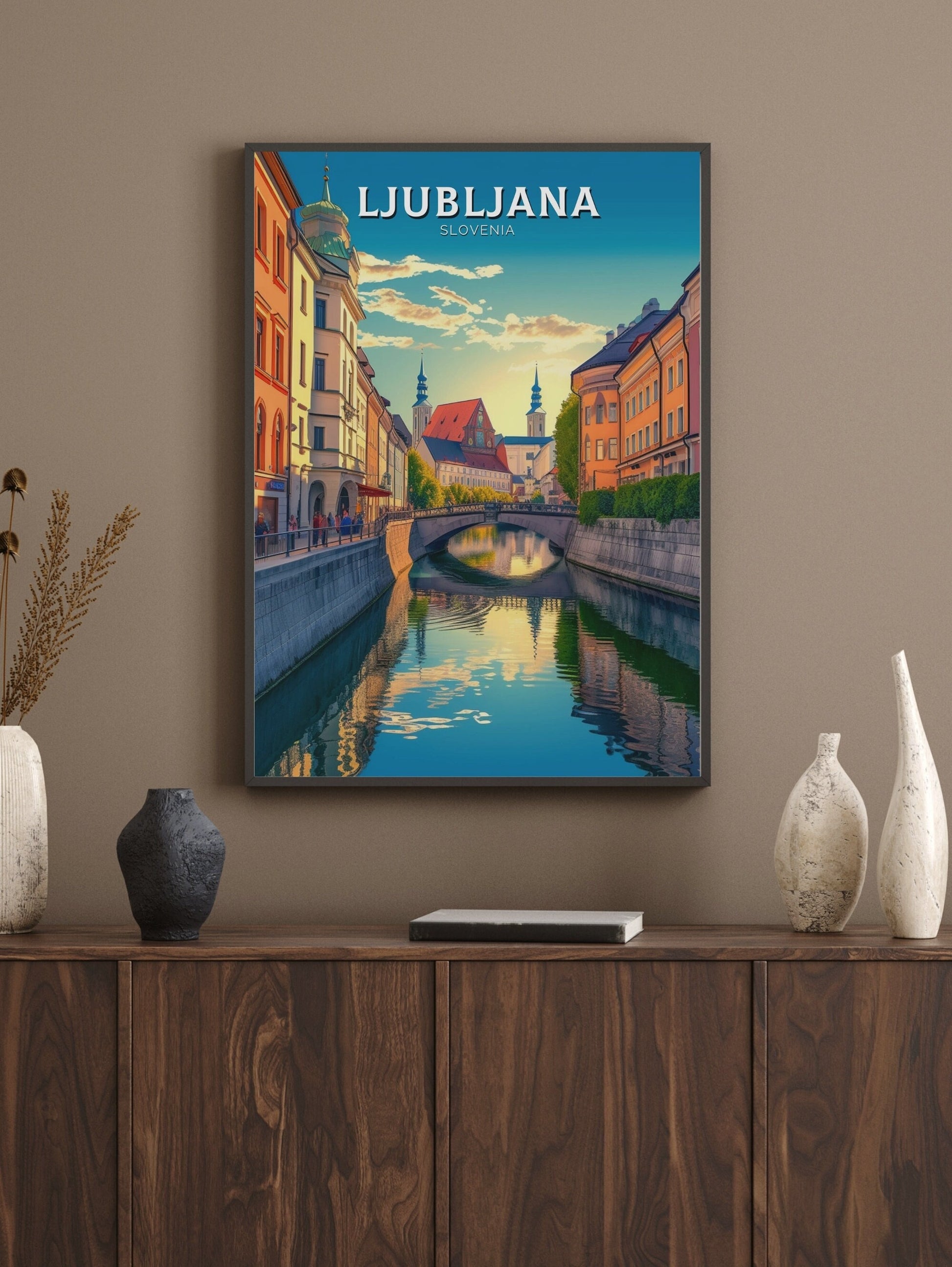 Ljubljana Travel Print | Ljubljana Illustration | Ljubljana Wall Art | Slovenia Print | Ljubljana Print| Ljubljana Painting | ID 030