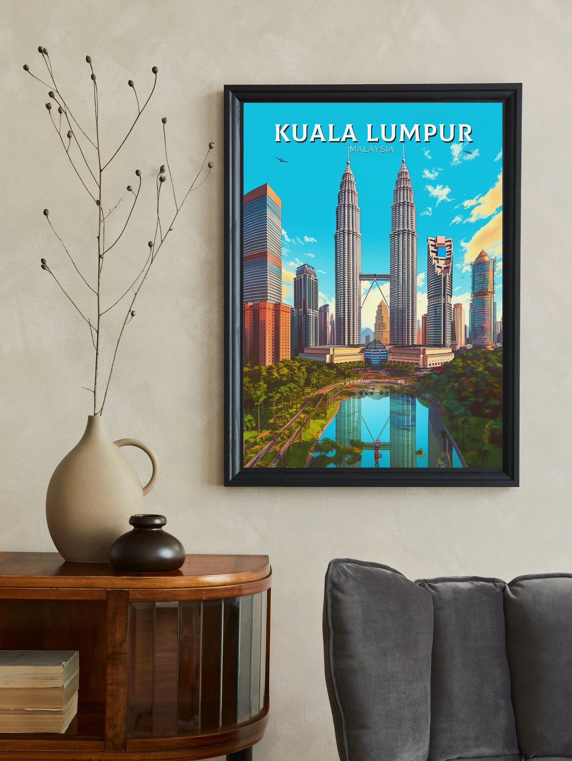 Kuala Lumpur Travel Print | Kuala Lumpur Illustration | Malaysia Print | Kuala Lumpur Travel Poster | Kuala Lumpur Wall Art | ID 259