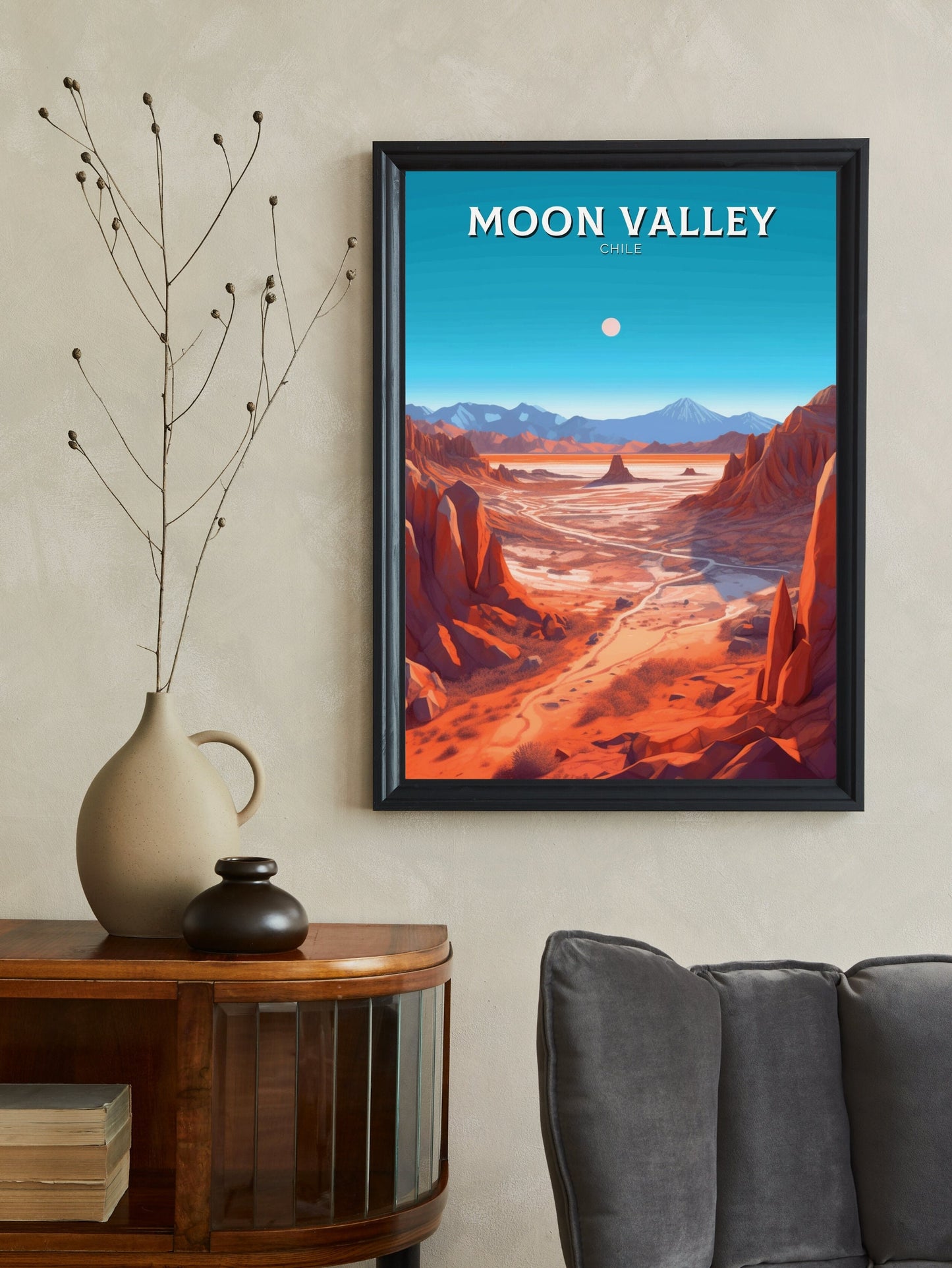 Moon Valley Travel Poster | Moon Valley Travel Print | Moon Valley Design | Moon Valley Wall Art | Moon Valley Painting | Chile Art ID 265