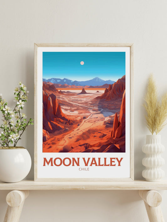 Moon Valley Travel Print | Moon Valley Travel Poster | Moon Valley Design | Moon Valley Wall Art | Moon Valley Painting | Chile Art ID 266
