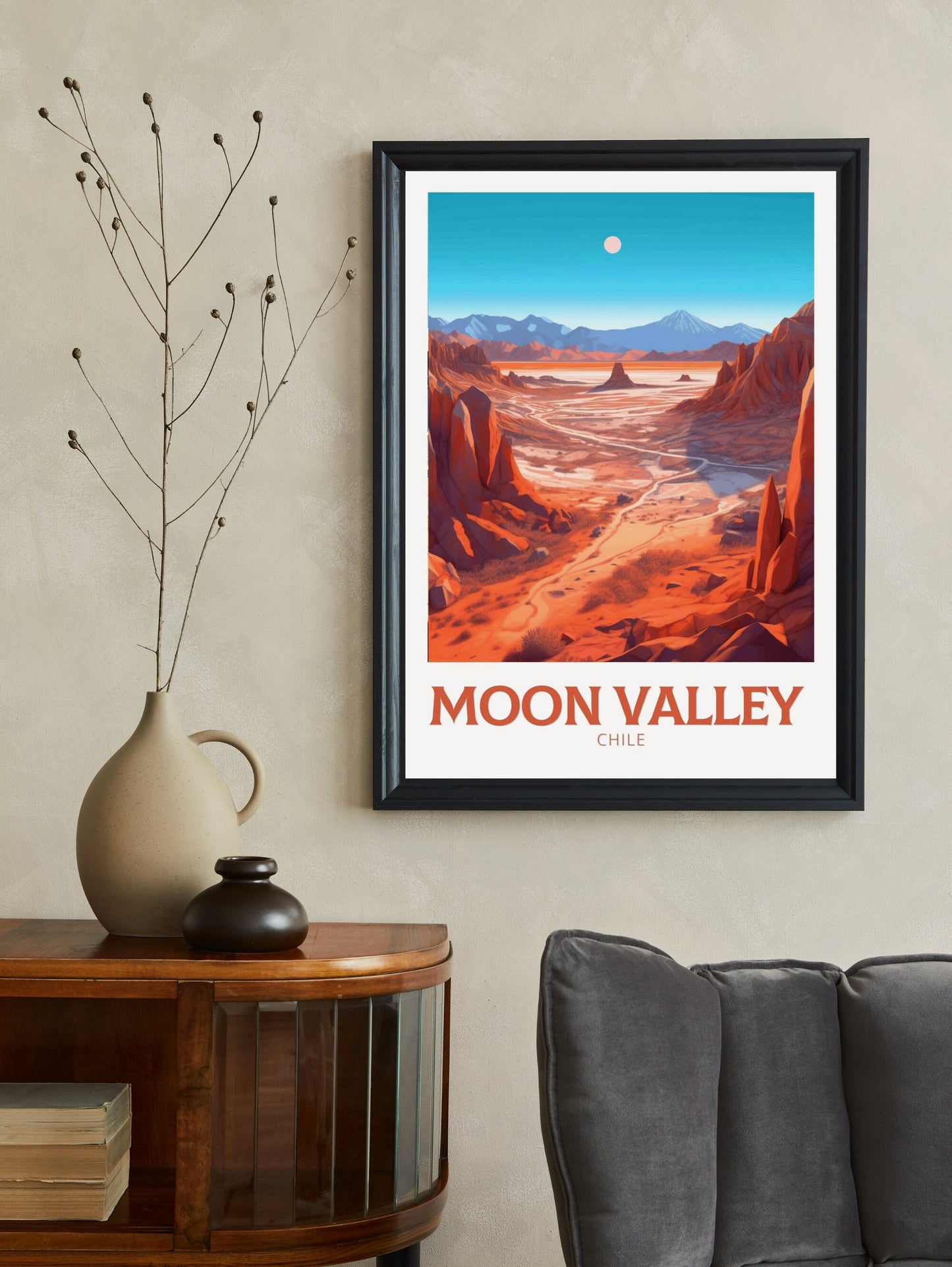 Moon Valley Travel Print | Moon Valley Travel Poster | Moon Valley Design | Moon Valley Wall Art | Moon Valley Painting | Chile Art ID 266