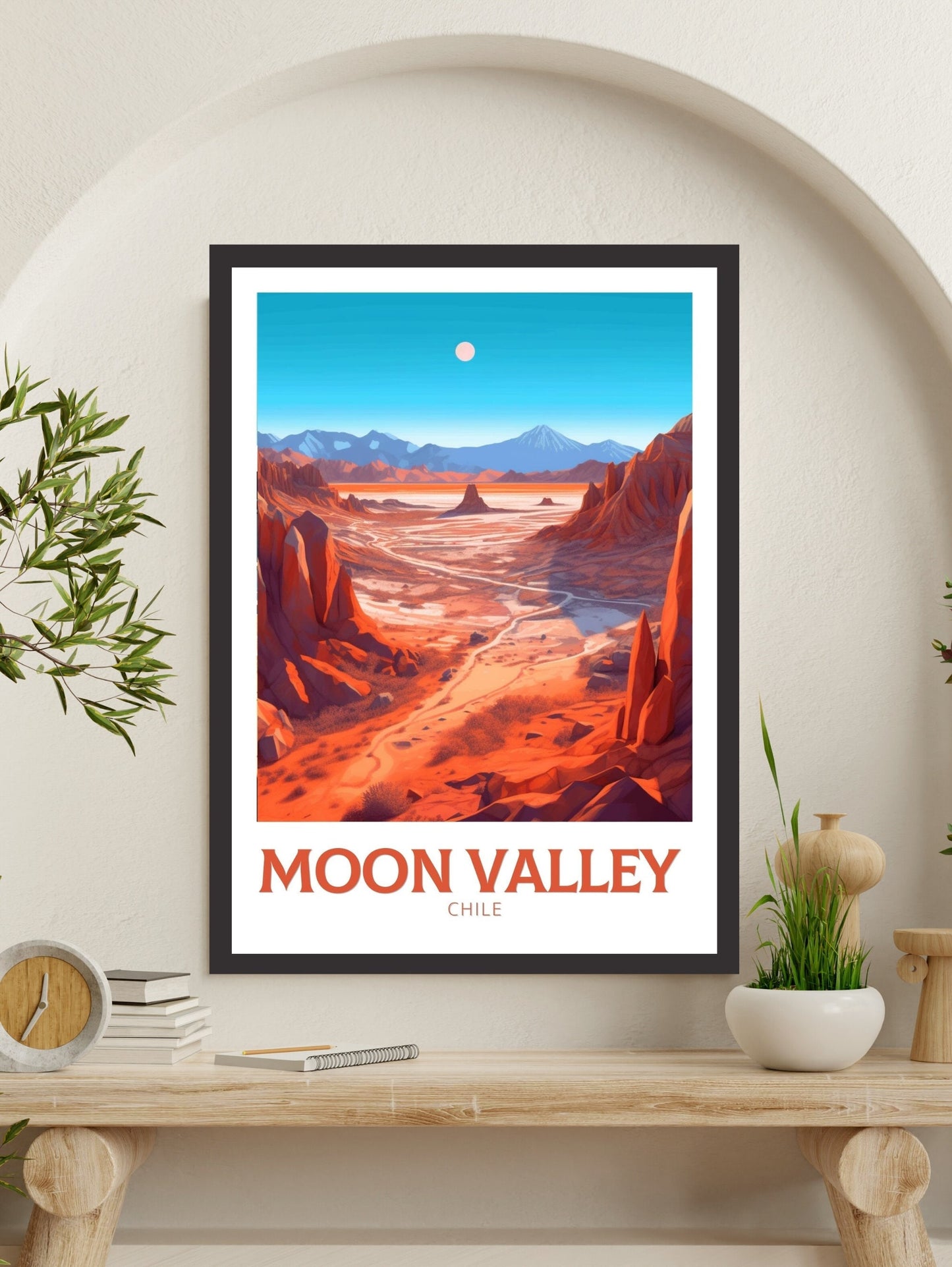 Moon Valley Travel Print | Moon Valley Travel Poster | Moon Valley Design | Moon Valley Wall Art | Moon Valley Painting | Chile Art ID 266