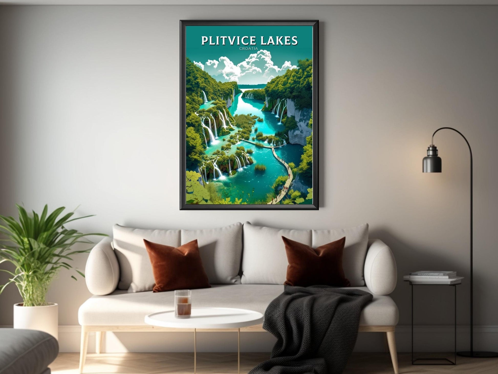 Plitvice Lakes Travel Print | Plitvice Illustration | Plitvice Wall Art | Croatia Print | Plitvice Print | Plitvice Lakes Painting | ID 267