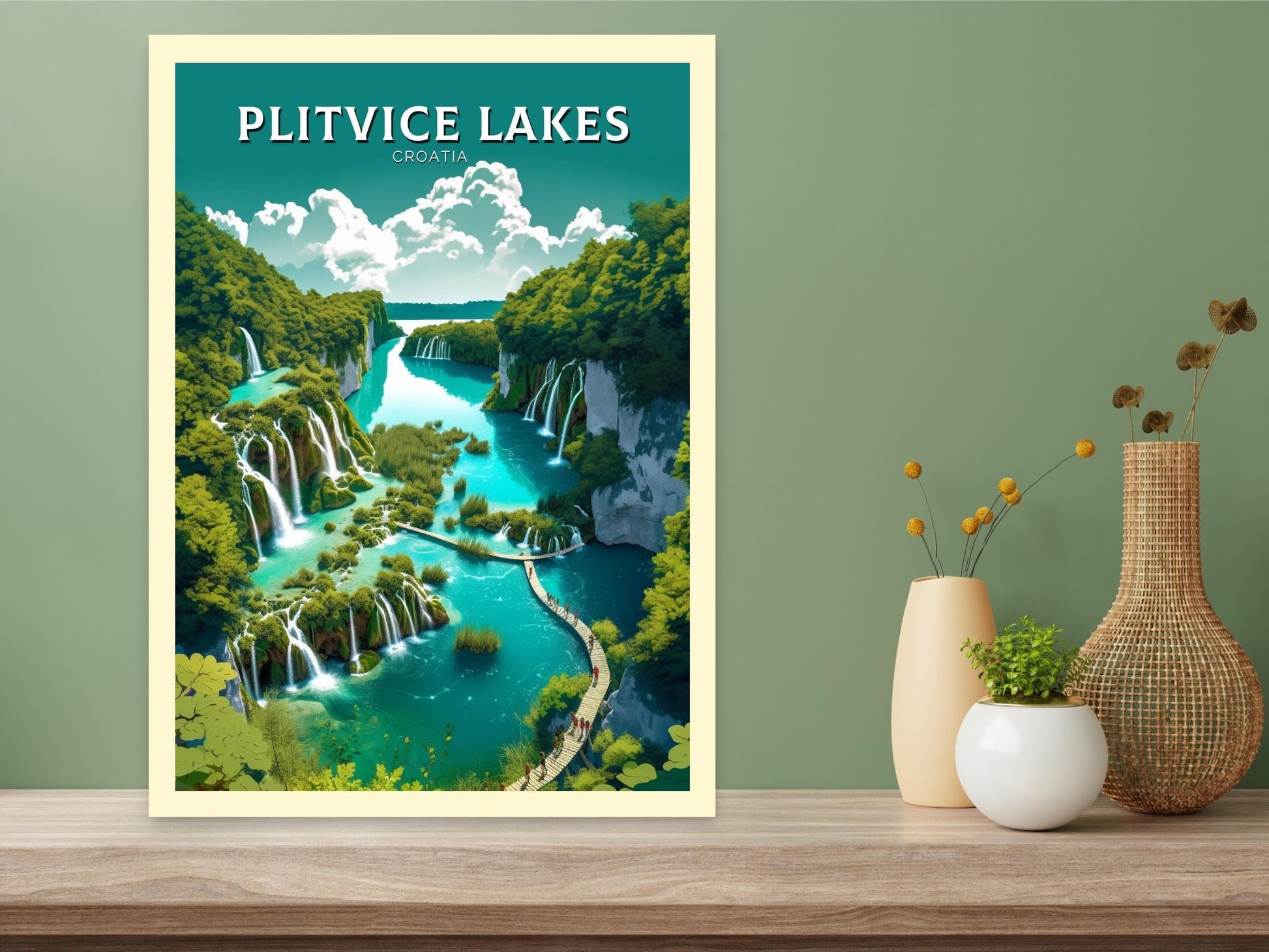 Plitvice Lakes Travel Print | Plitvice Illustration | Plitvice Wall Art | Croatia Print | Plitvice Print | Plitvice Lakes Painting | ID 267