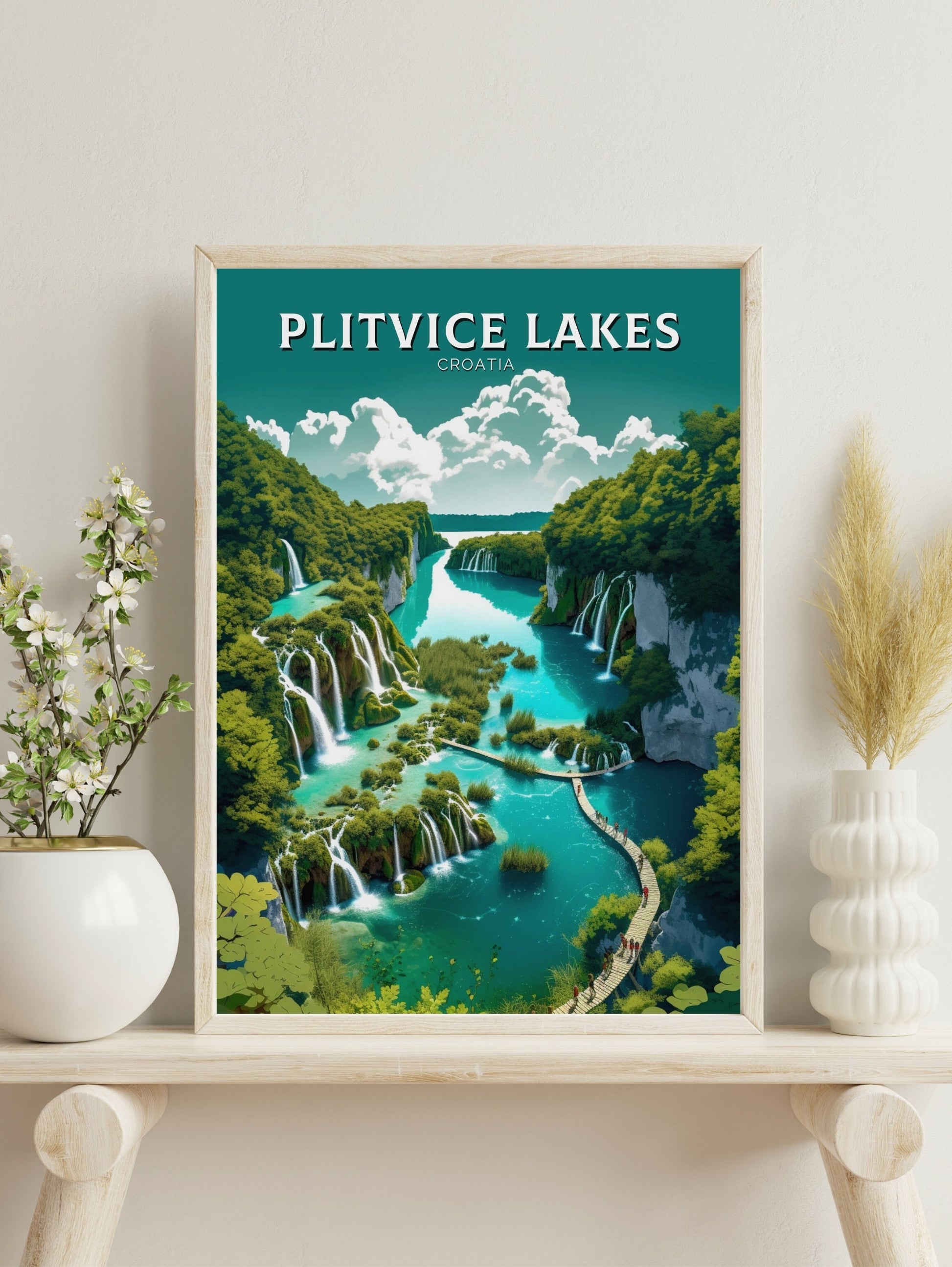 Plitvice Lakes Travel Print | Plitvice Illustration | Plitvice Wall Art | Croatia Print | Plitvice Print | Plitvice Lakes Painting | ID 267