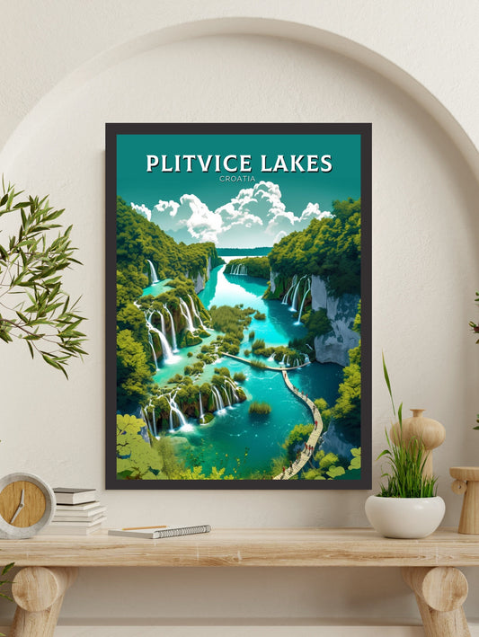 Plitvice Lakes Travel Print | Plitvice Illustration | Plitvice Wall Art | Croatia Print | Plitvice Print | Plitvice Lakes Painting | ID 267