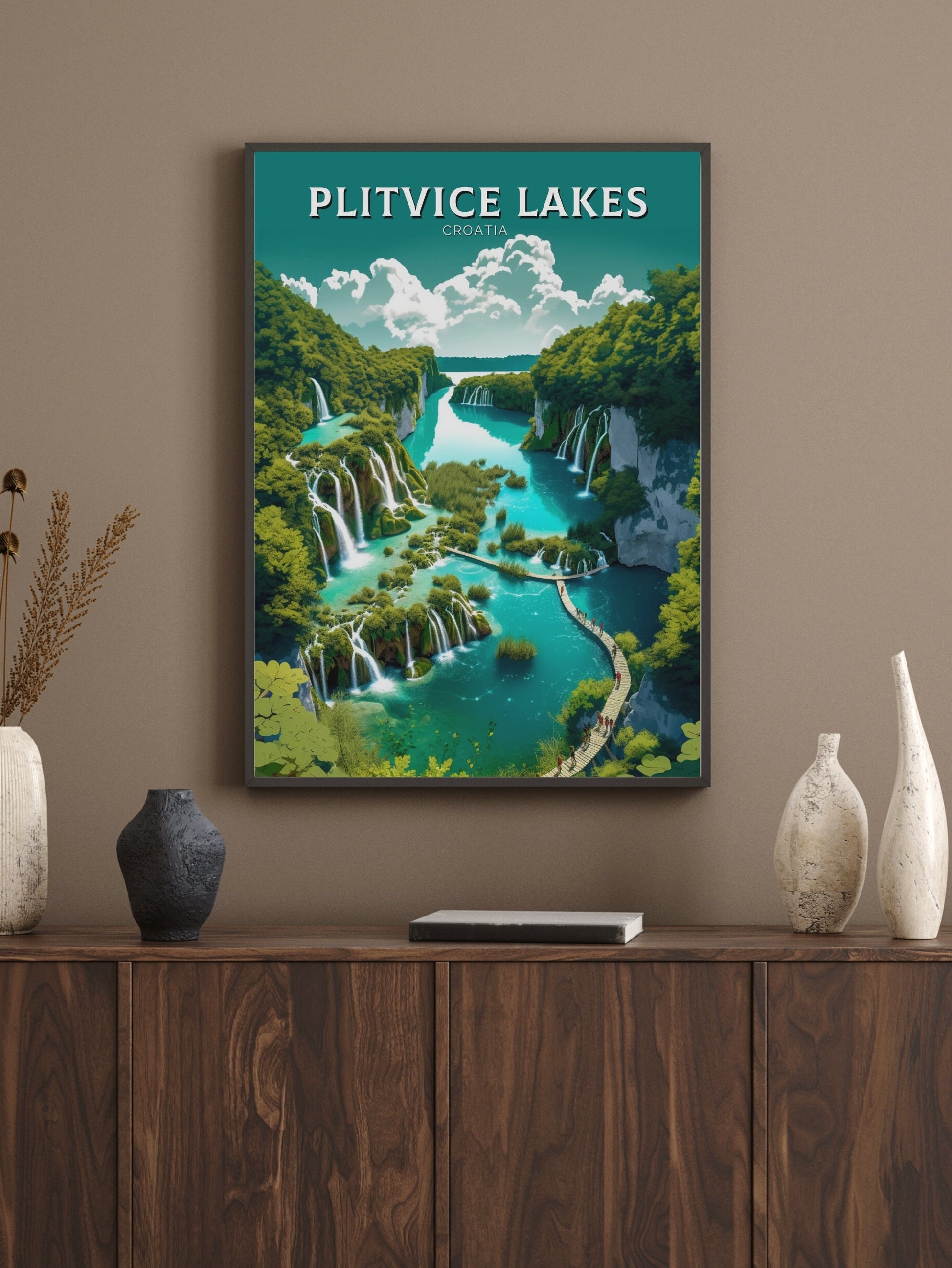 Plitvice Lakes Travel Print | Plitvice Illustration | Plitvice Wall Art | Croatia Print | Plitvice Print | Plitvice Lakes Painting | ID 267