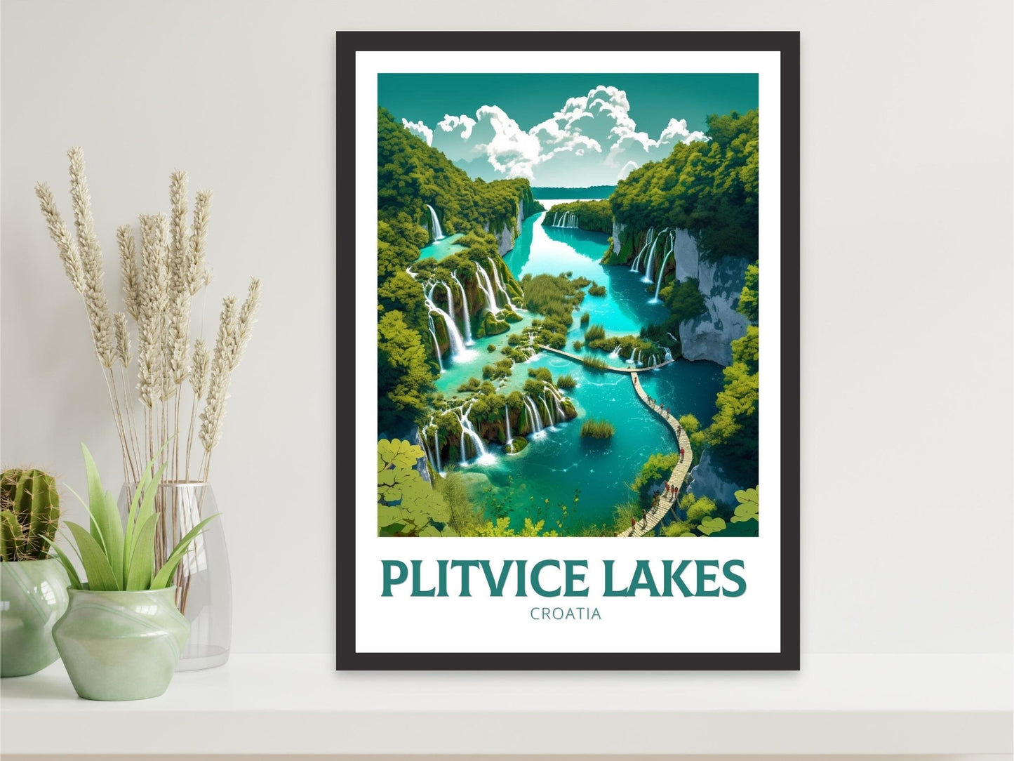 Plitvice Lakes Poster | Plitvice Lakes Travel Print | Plitvice Illustration | Plitvice Wall Art | Croatia Print | Plitvice Print | ID 268