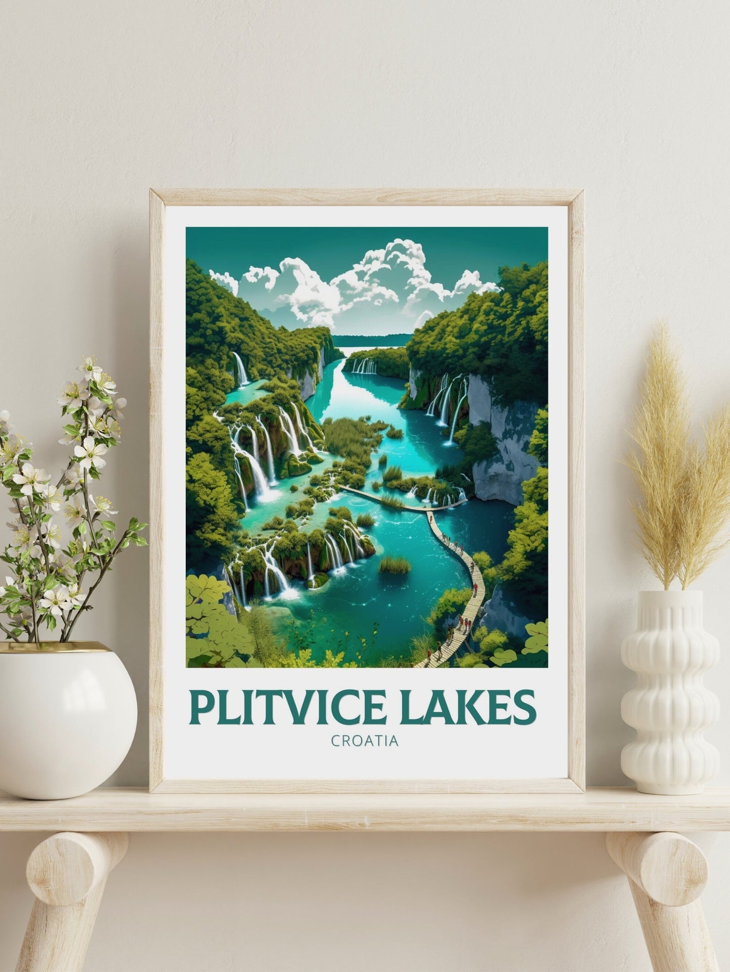 Plitvice Lakes Poster | Plitvice Lakes Travel Print | Plitvice Illustration | Plitvice Wall Art | Croatia Print | Plitvice Print | ID 268