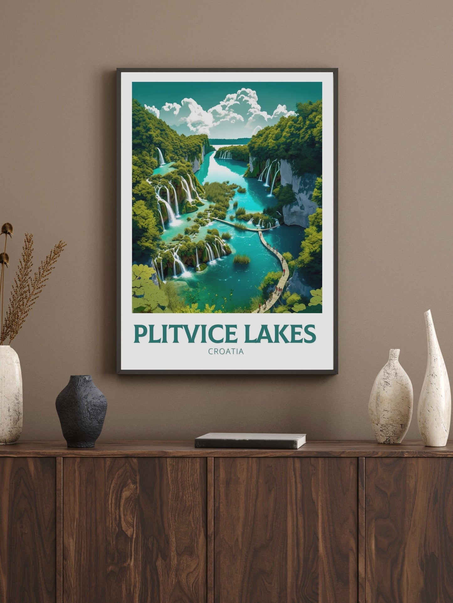 Plitvice Lakes Poster | Plitvice Lakes Travel Print | Plitvice Illustration | Plitvice Wall Art | Croatia Print | Plitvice Print | ID 268