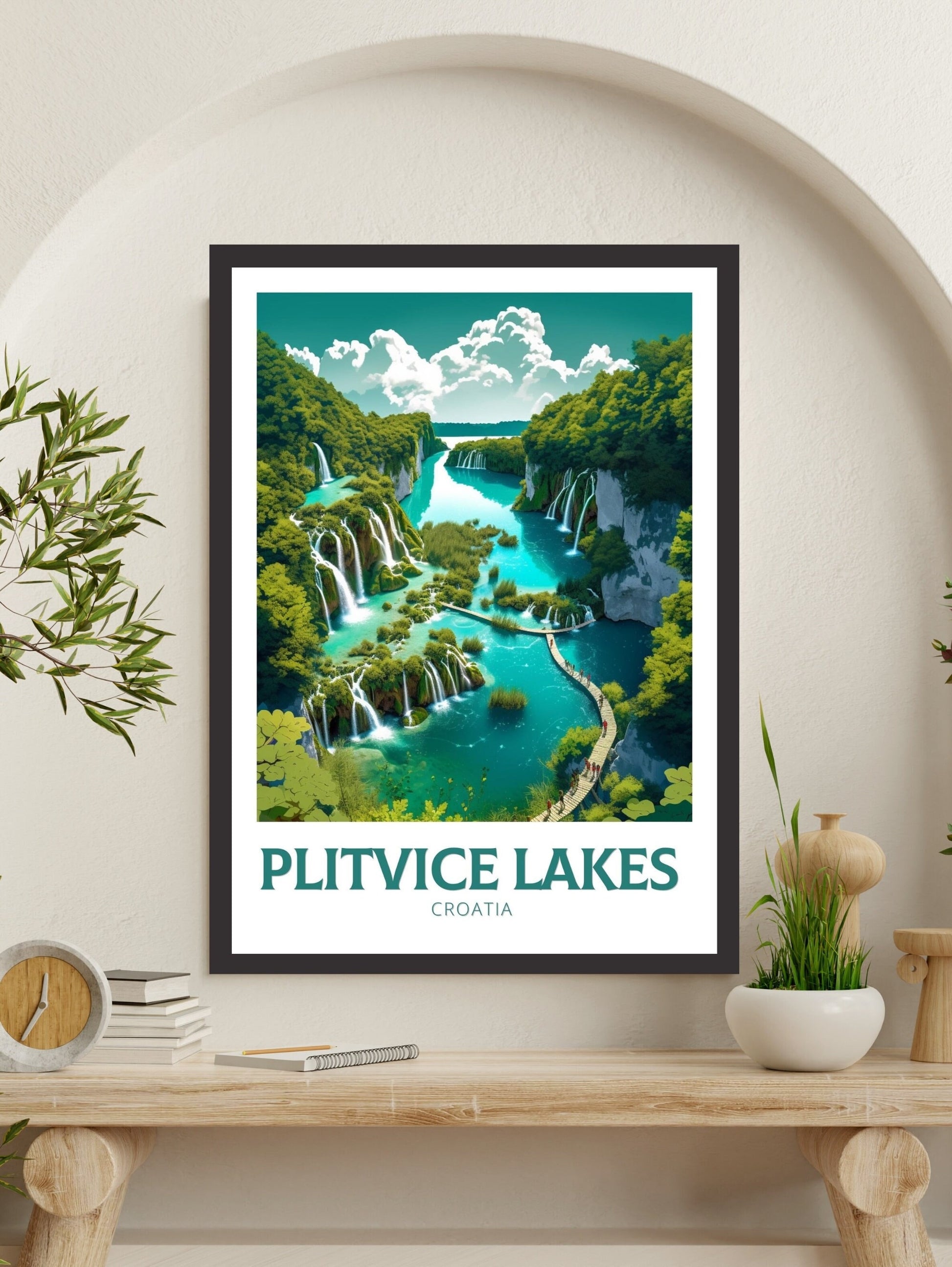 Plitvice Lakes Poster | Plitvice Lakes Travel Print | Plitvice Illustration | Plitvice Wall Art | Croatia Print | Plitvice Print | ID 268