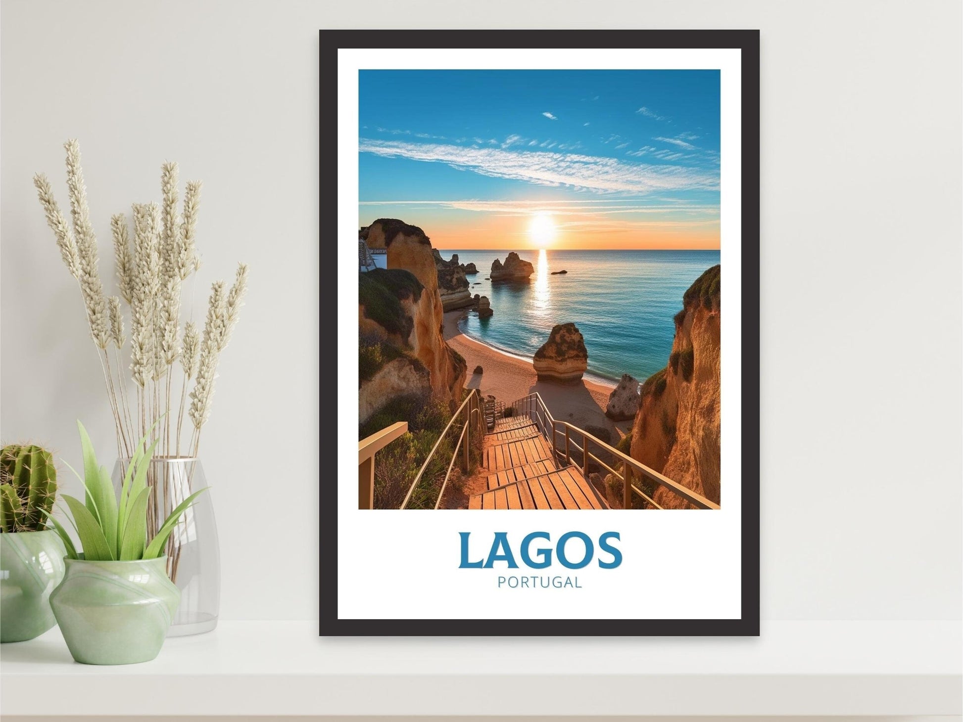 Lagos Travel Poster | Lagos Travel Print | Lagos Illustration | Lagos Wall Art | Portugal Print | Lagos Portugal Painting | ID 274