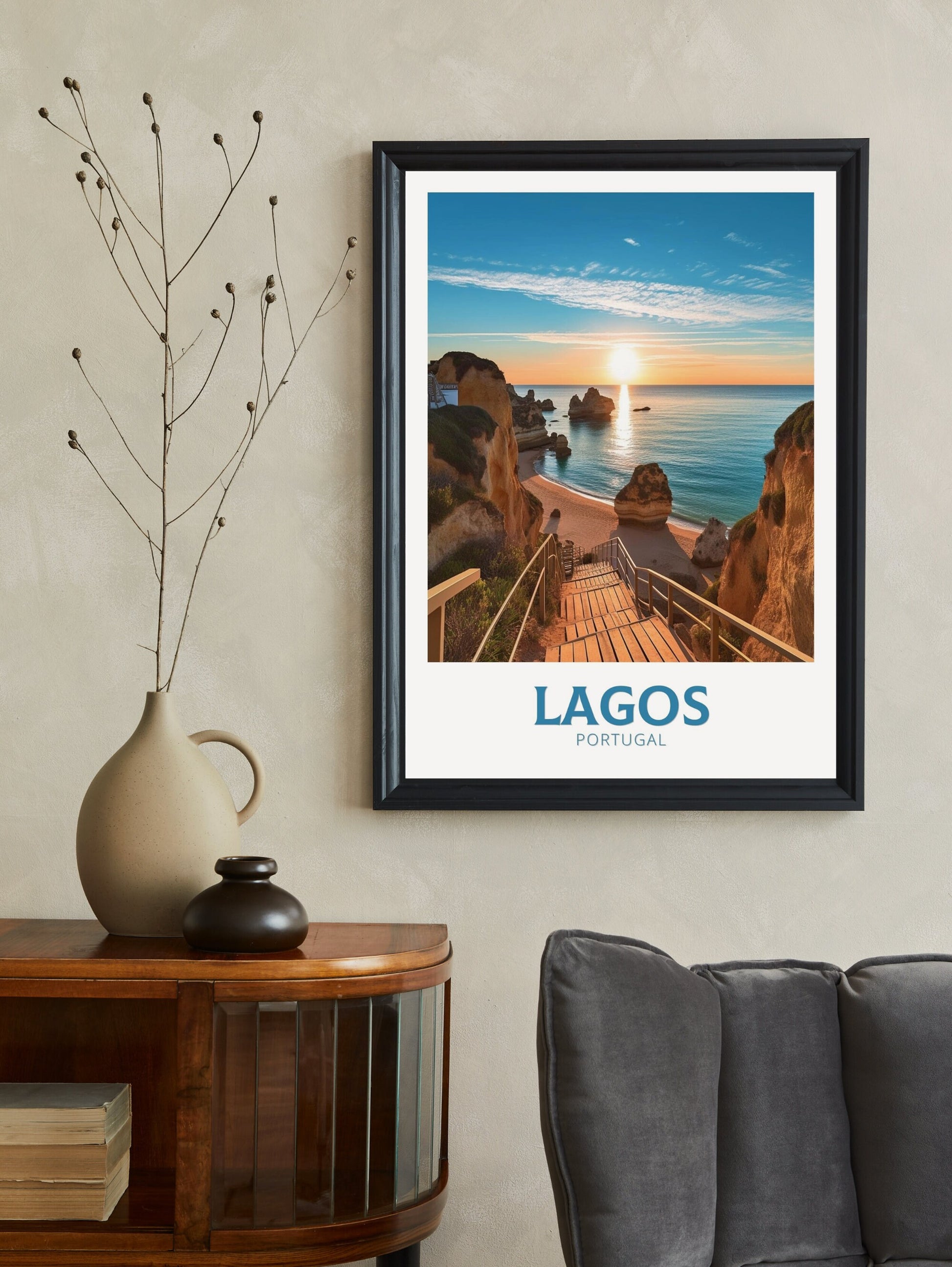 Lagos Travel Poster | Lagos Travel Print | Lagos Illustration | Lagos Wall Art | Portugal Print | Lagos Portugal Painting | ID 274