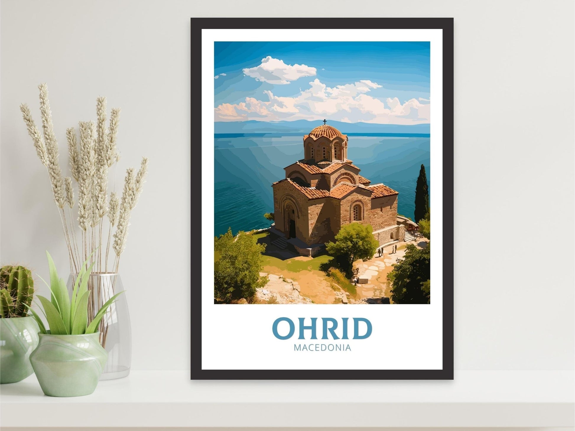 Ohrid Travel Poster | Ohrid Macedonia Travel Print | Ohrid Illustration | Ohrid Wall Art | Ohrid Print | Ohrid Church Print | ID 278