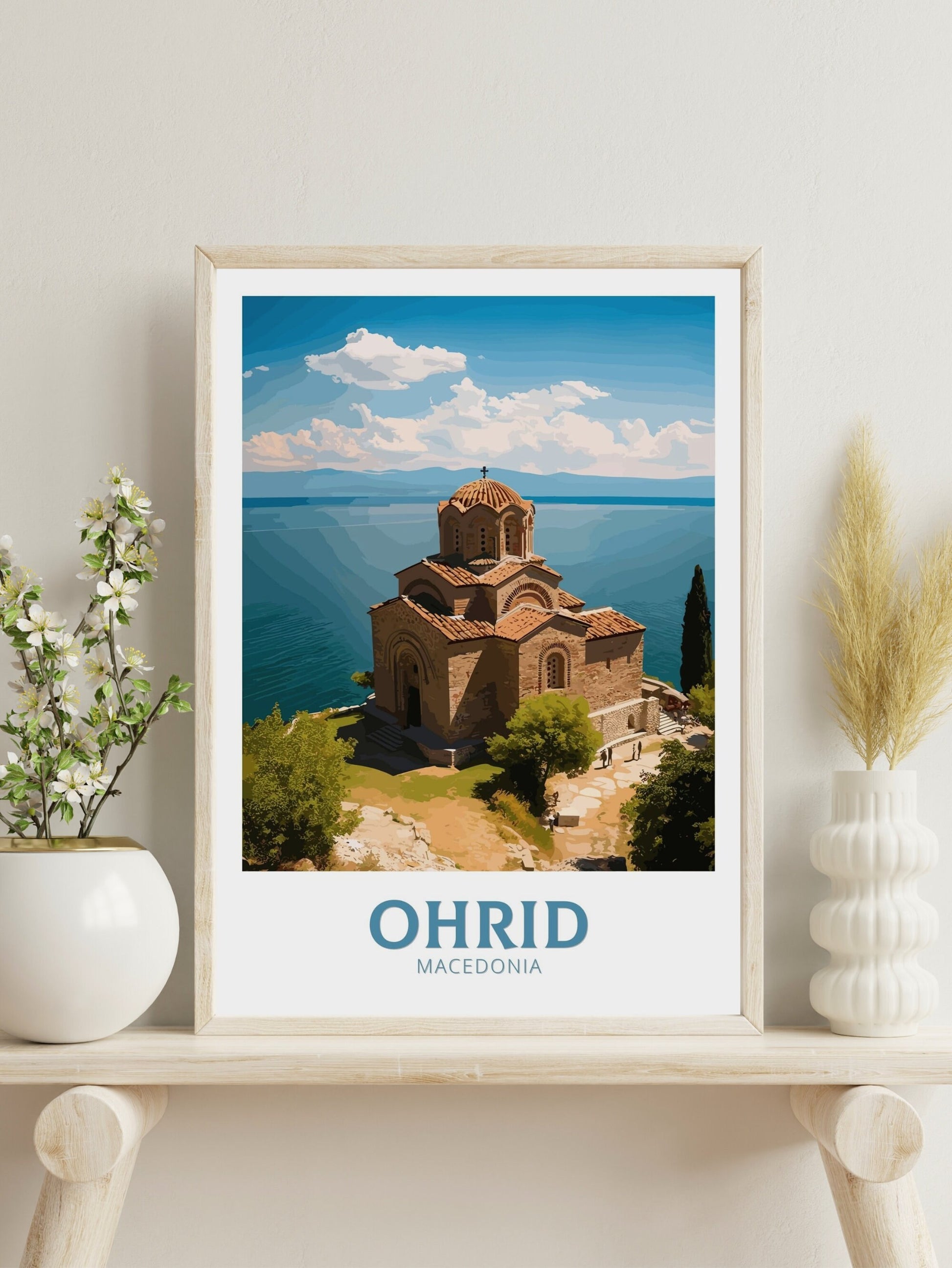 Ohrid Travel Poster | Ohrid Macedonia Travel Print | Ohrid Illustration | Ohrid Wall Art | Ohrid Print | Ohrid Church Print | ID 278