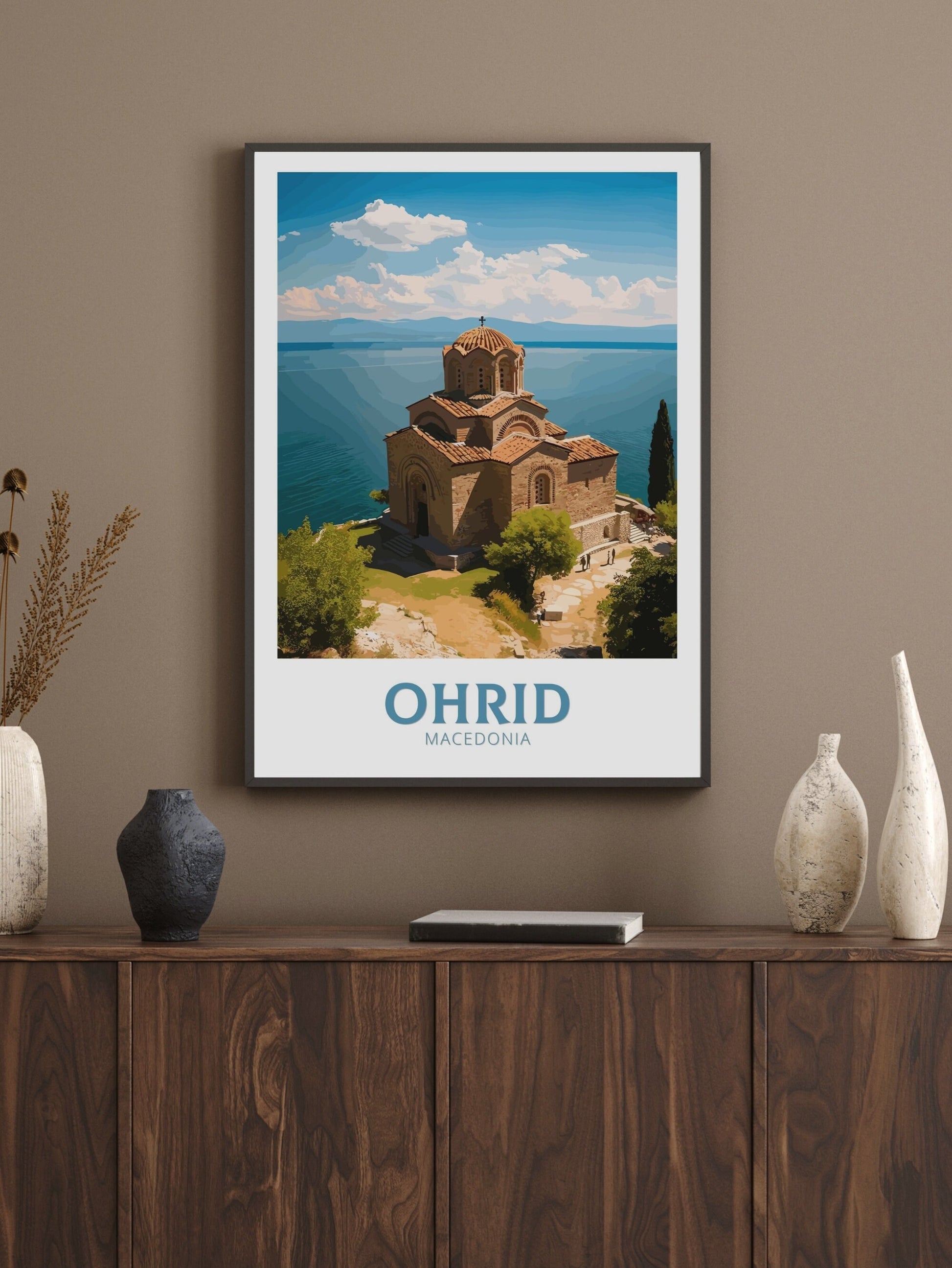 Ohrid Travel Poster | Ohrid Macedonia Travel Print | Ohrid Illustration | Ohrid Wall Art | Ohrid Print | Ohrid Church Print | ID 278