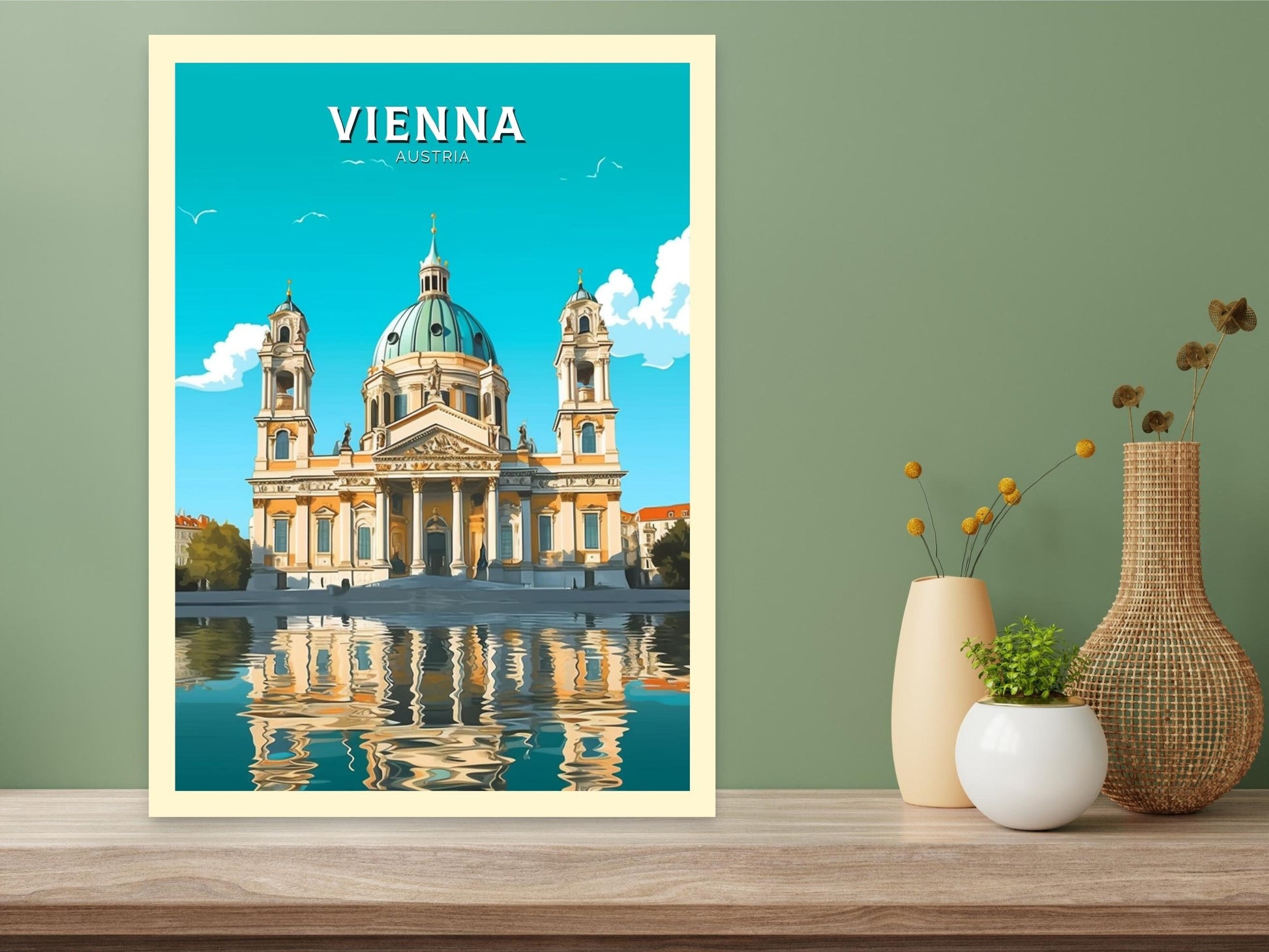 Vienna Travel Poster | Vienna Print | Vienna Illustration | Vienna Wall Art | Vienna Austria Print | Vienna Home Decor | Karlskirche ID 246