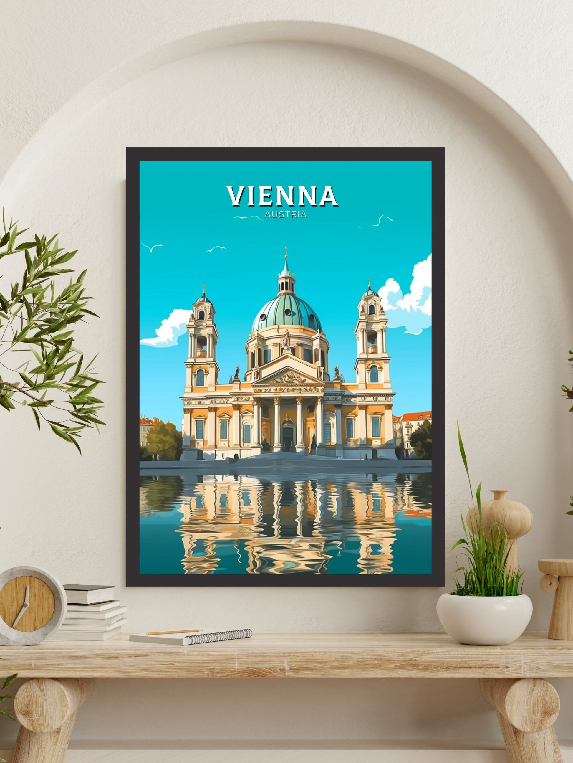 Vienna Travel Poster | Vienna Print | Vienna Illustration | Vienna Wall Art | Vienna Austria Print | Vienna Home Decor | Karlskirche ID 246