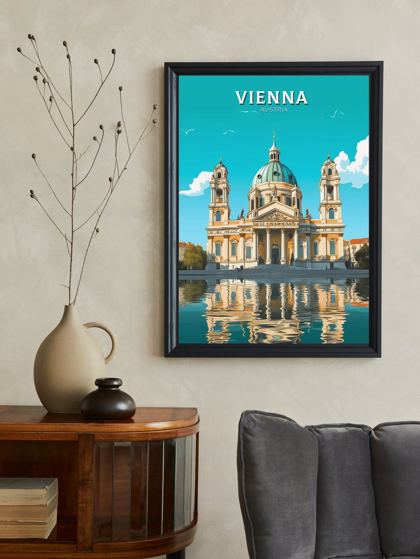 Vienna Travel Poster | Vienna Print | Vienna Illustration | Vienna Wall Art | Vienna Austria Print | Vienna Home Decor | Karlskirche ID 246