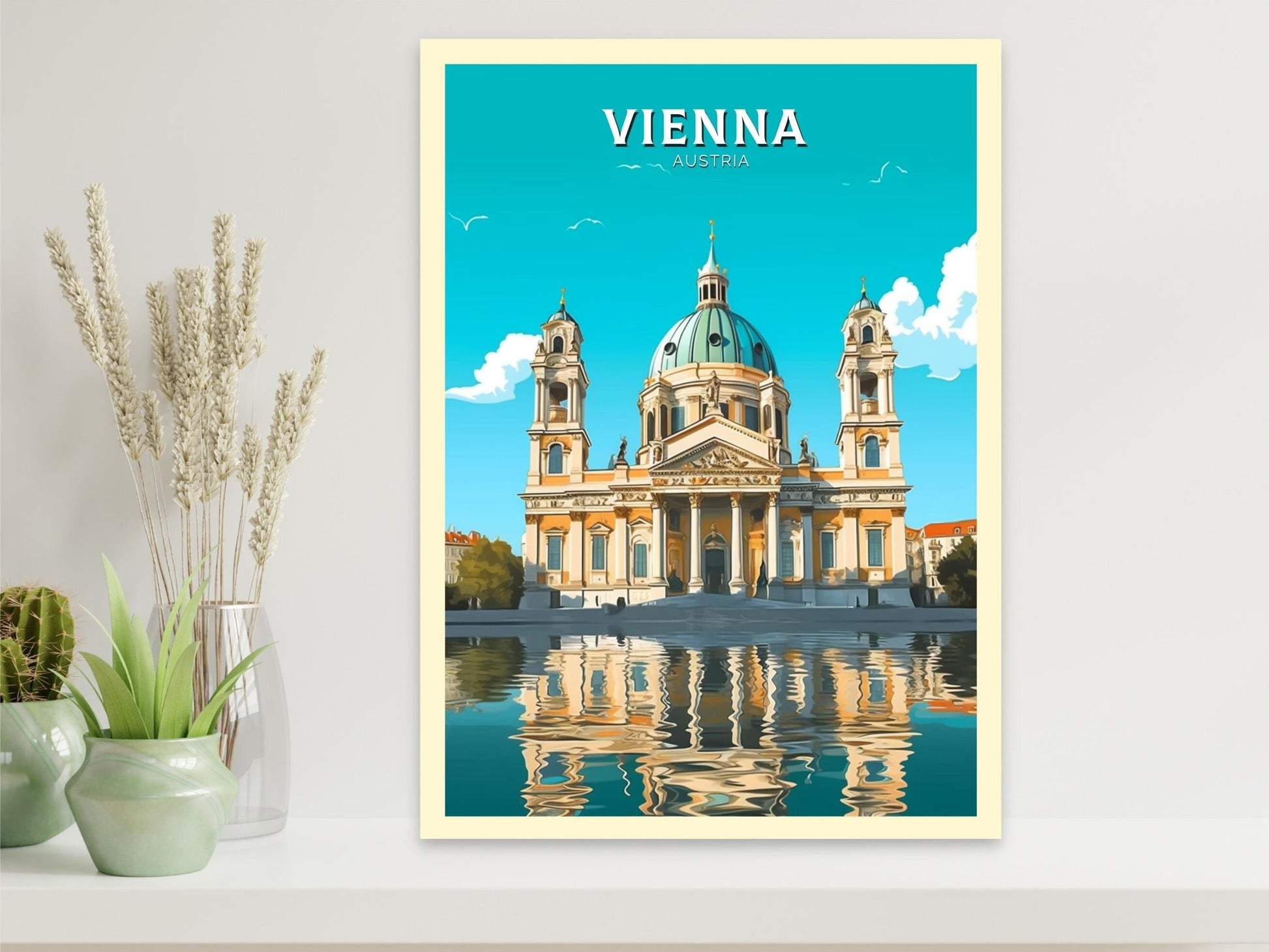 Vienna Travel Poster | Vienna Print | Vienna Illustration | Vienna Wall Art | Vienna Austria Print | Vienna Home Decor | Karlskirche ID 246