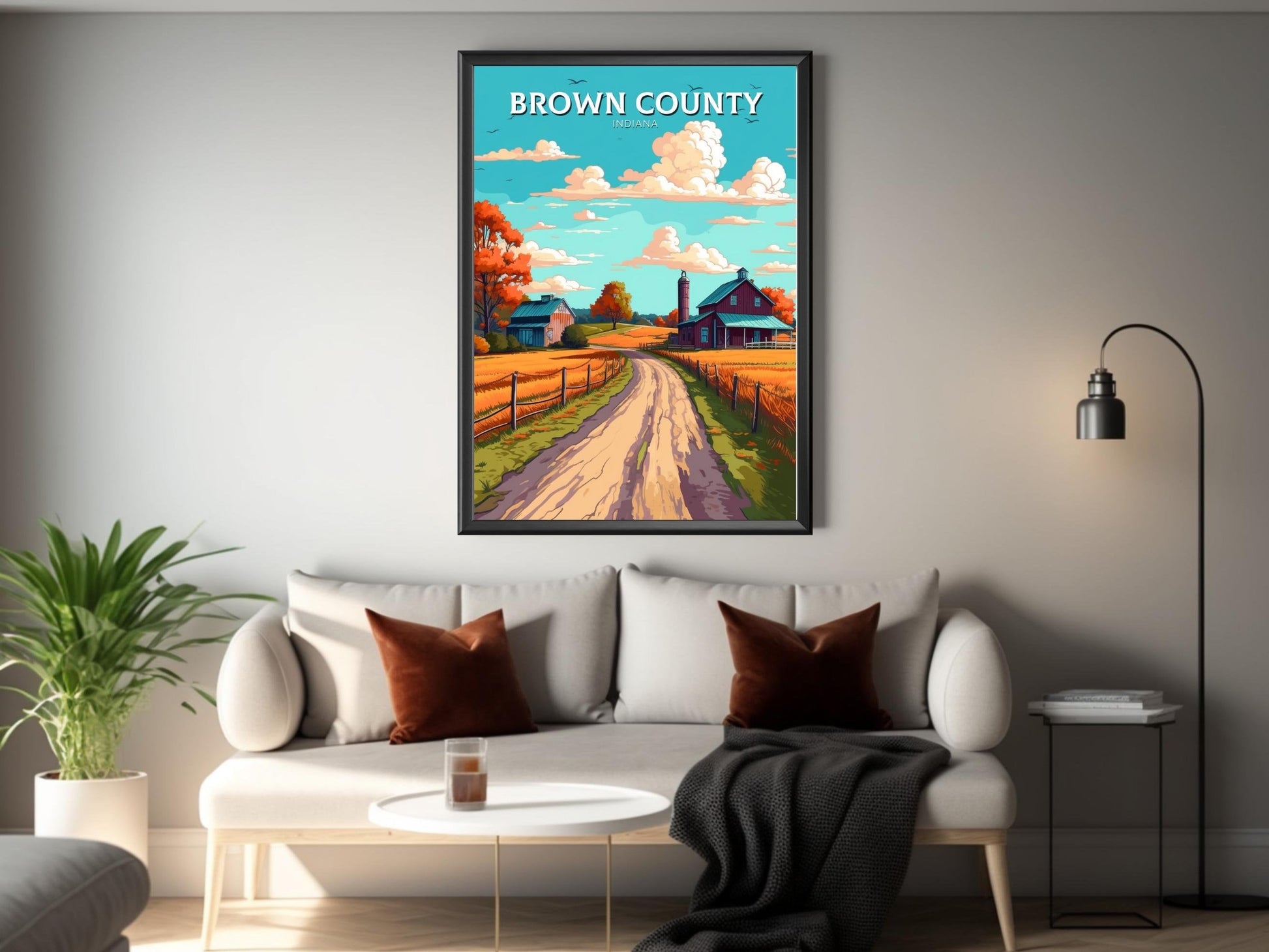 Brown County Indiana Travel Print | Brown County Poster | Brown County Illustration | Brown County Wall Art | Indiana USA Print | ID 279