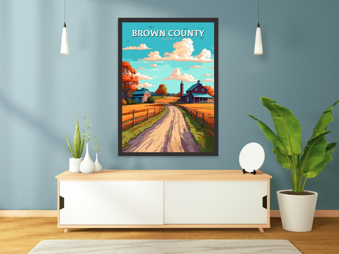 Brown County Indiana Travel Print | Brown County Poster | Brown County Illustration | Brown County Wall Art | Indiana USA Print | ID 279