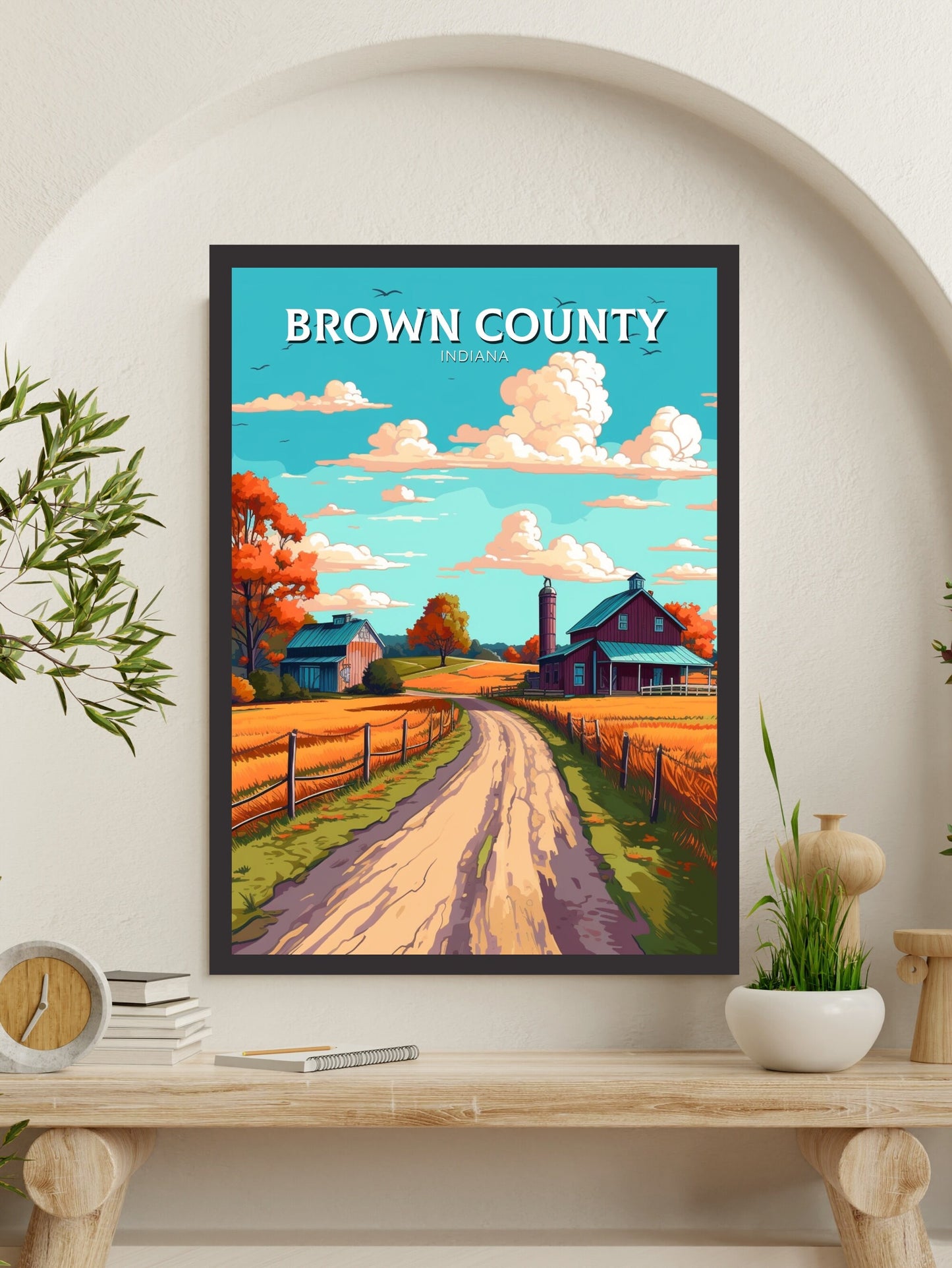 Brown County Indiana Travel Print | Brown County Poster | Brown County Illustration | Brown County Wall Art | Indiana USA Print | ID 279