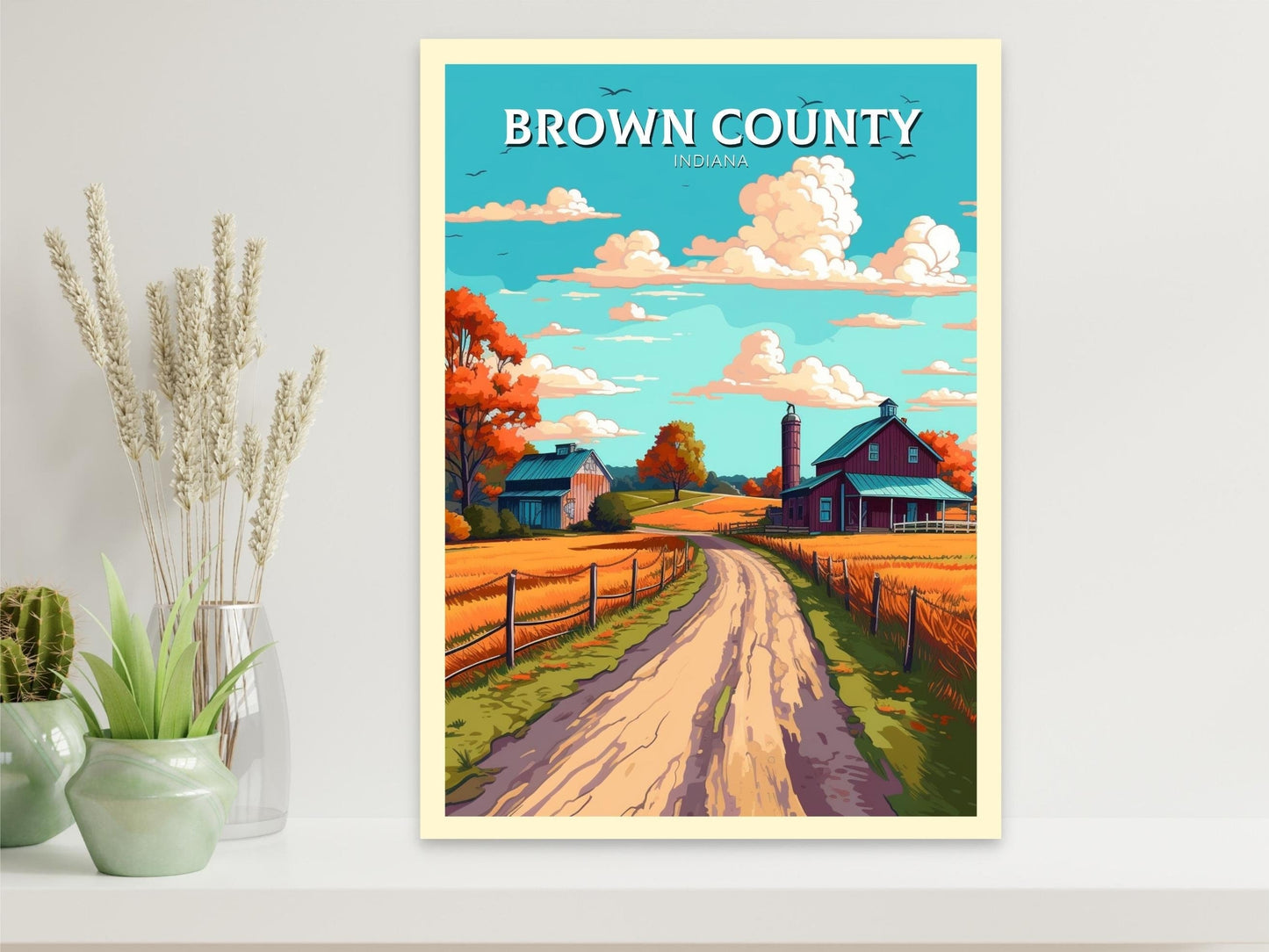 Brown County Indiana Travel Print | Brown County Poster | Brown County Illustration | Brown County Wall Art | Indiana USA Print | ID 279