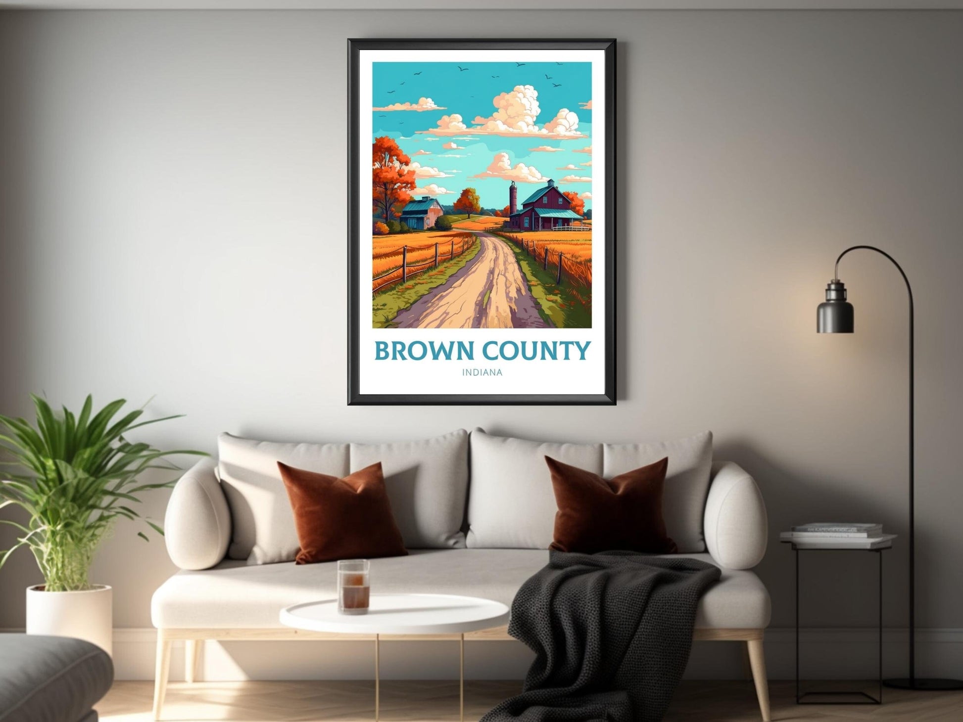 Brown County Poster | Brown County Indiana Travel Print | Brown County Illustration | Brown County Wall Art | Indiana USA Print | ID 280