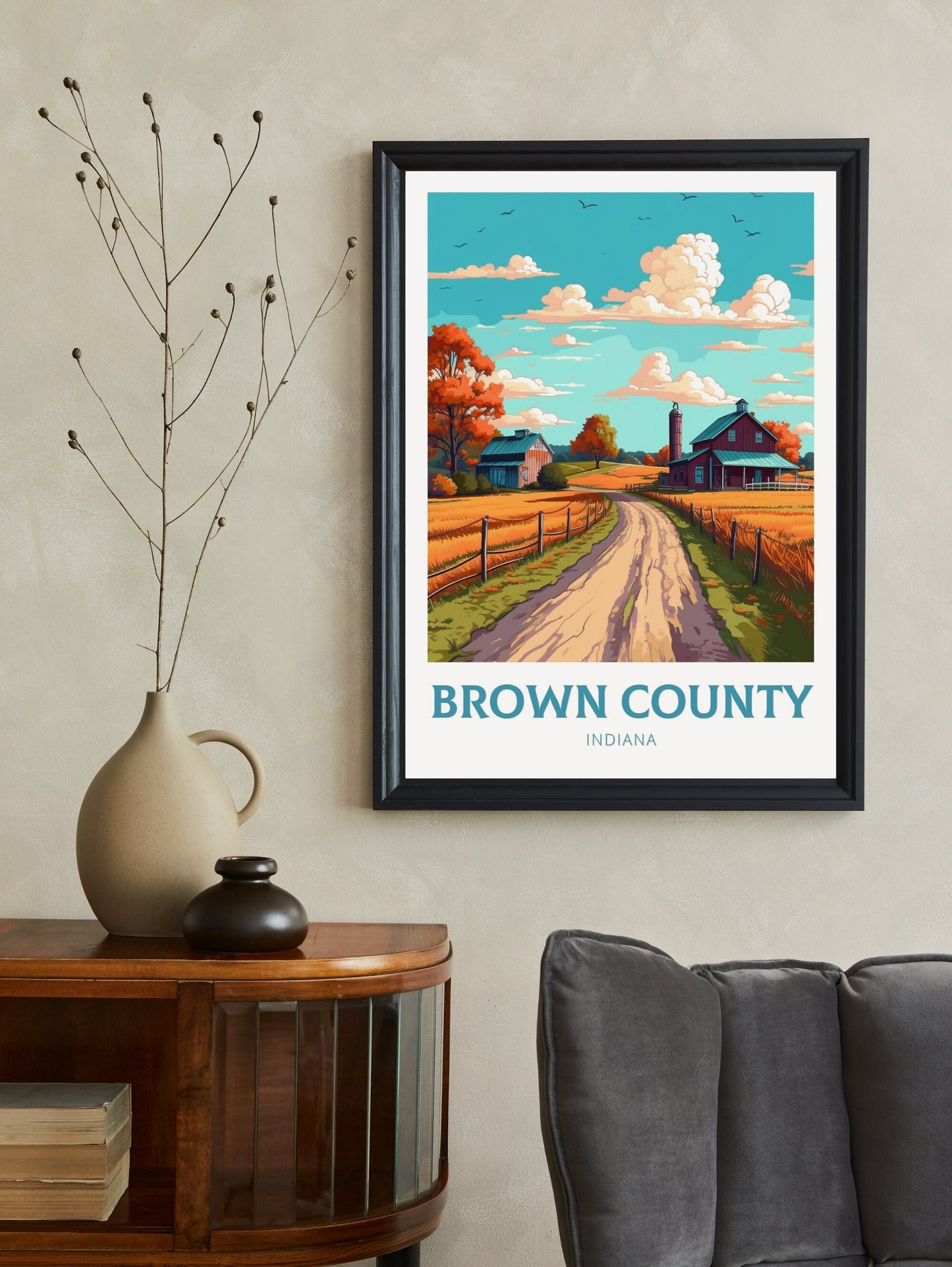 Brown County Poster | Brown County Indiana Travel Print | Brown County Illustration | Brown County Wall Art | Indiana USA Print | ID 280