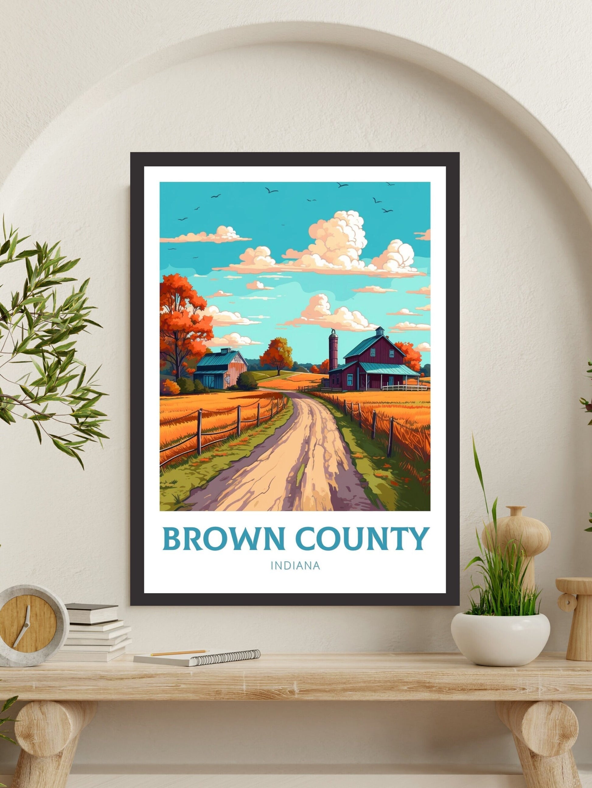 Brown County Poster | Brown County Indiana Travel Print | Brown County Illustration | Brown County Wall Art | Indiana USA Print | ID 280