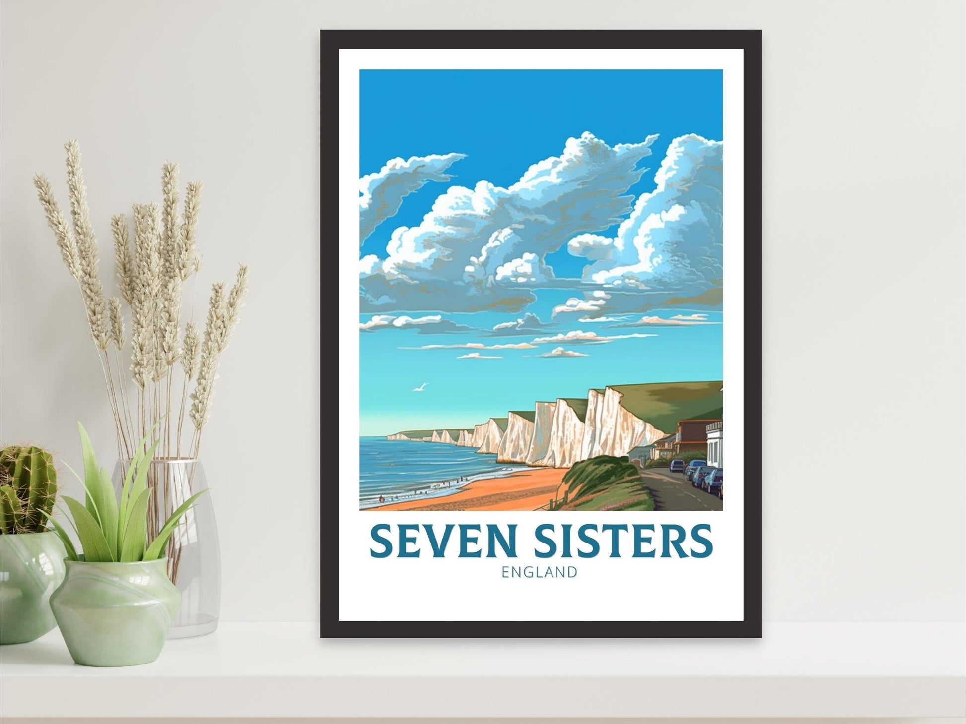 Seven Sisters Travel Print | Seven Sisters Travel Poster | Seven Sisters Wall Art | England Print | England Home Decor | Travel gift ID 284