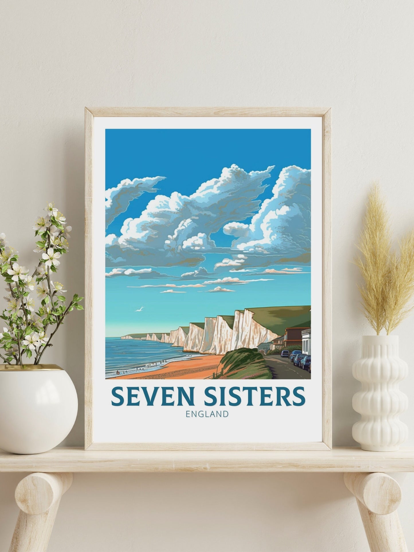 Seven Sisters Travel Print | Seven Sisters Travel Poster | Seven Sisters Wall Art | England Print | England Home Decor | Travel gift ID 284