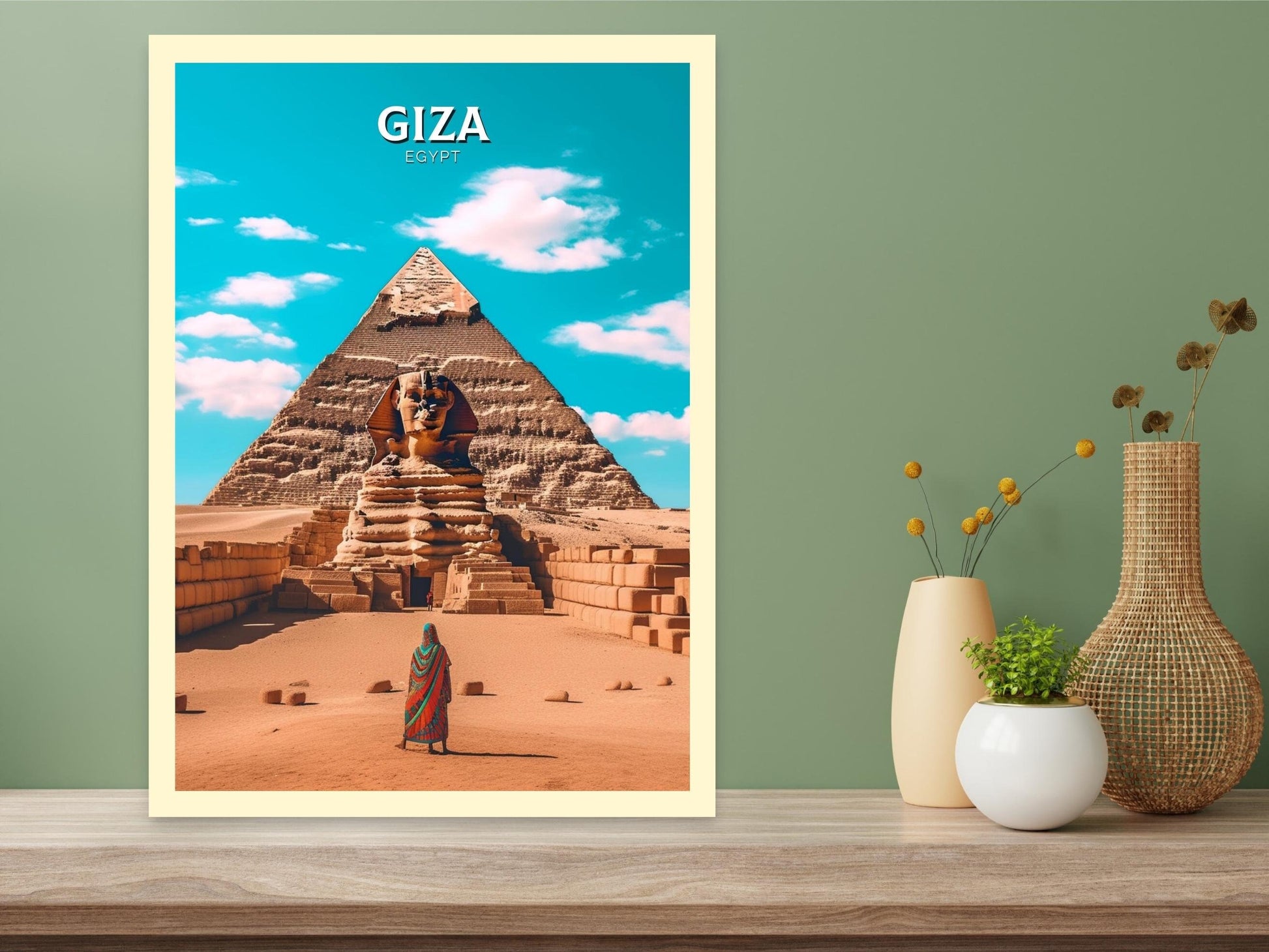 Giza Travel Print | Giza Illustration | Giza Wall Art | Giza Print | Egypt Print | Egypt Home Decor | Giza Poster | Travel gift | ID 012