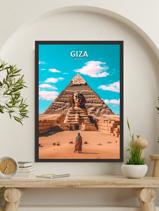 Giza Travel Print | Giza Illustration | Giza Wall Art | Giza Print | Egypt Print | Egypt Home Decor | Giza Poster | Travel gift | ID 012