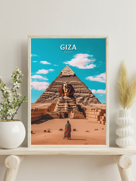 Giza Travel Print | Giza Illustration | Giza Wall Art | Giza Print | Egypt Print | Egypt Home Decor | Giza Poster | Travel gift | ID 012