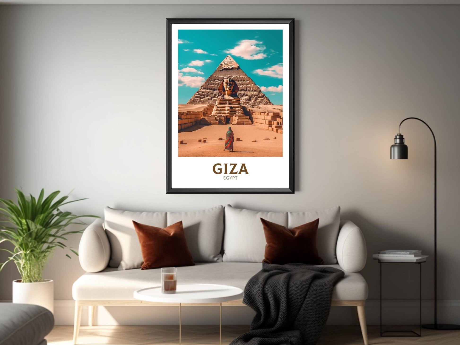 Giza Poster | Giza Colourful Illustration | Giza Wall Art | Giza Print | Egypt Print | Egypt Home Decor | Giza Poster | Travel gift | ID 187