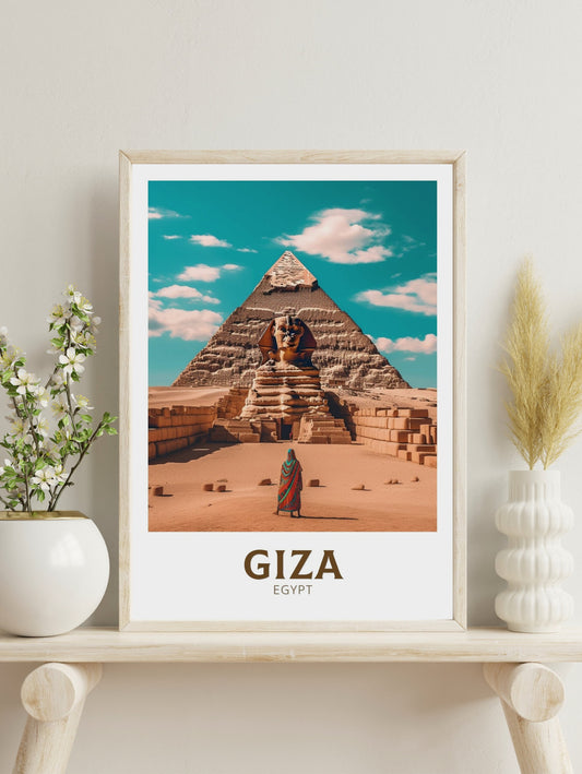 Giza Poster | Giza Colourful Illustration | Giza Wall Art | Giza Print | Egypt Print | Egypt Home Decor | Giza Poster | Travel gift | ID 187