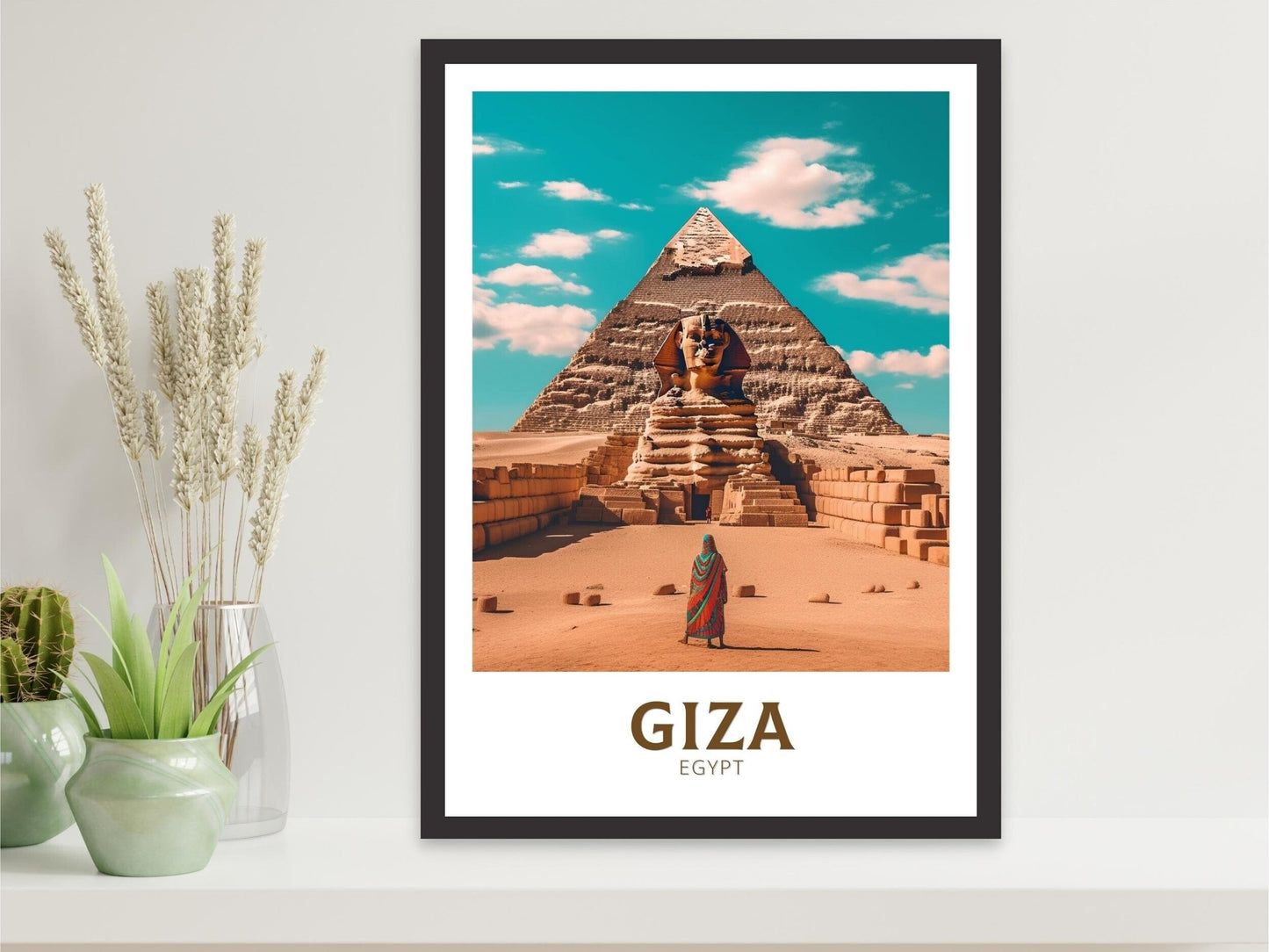 Giza Poster | Giza Colourful Illustration | Giza Wall Art | Giza Print | Egypt Print | Egypt Home Decor | Giza Poster | Travel gift | ID 187