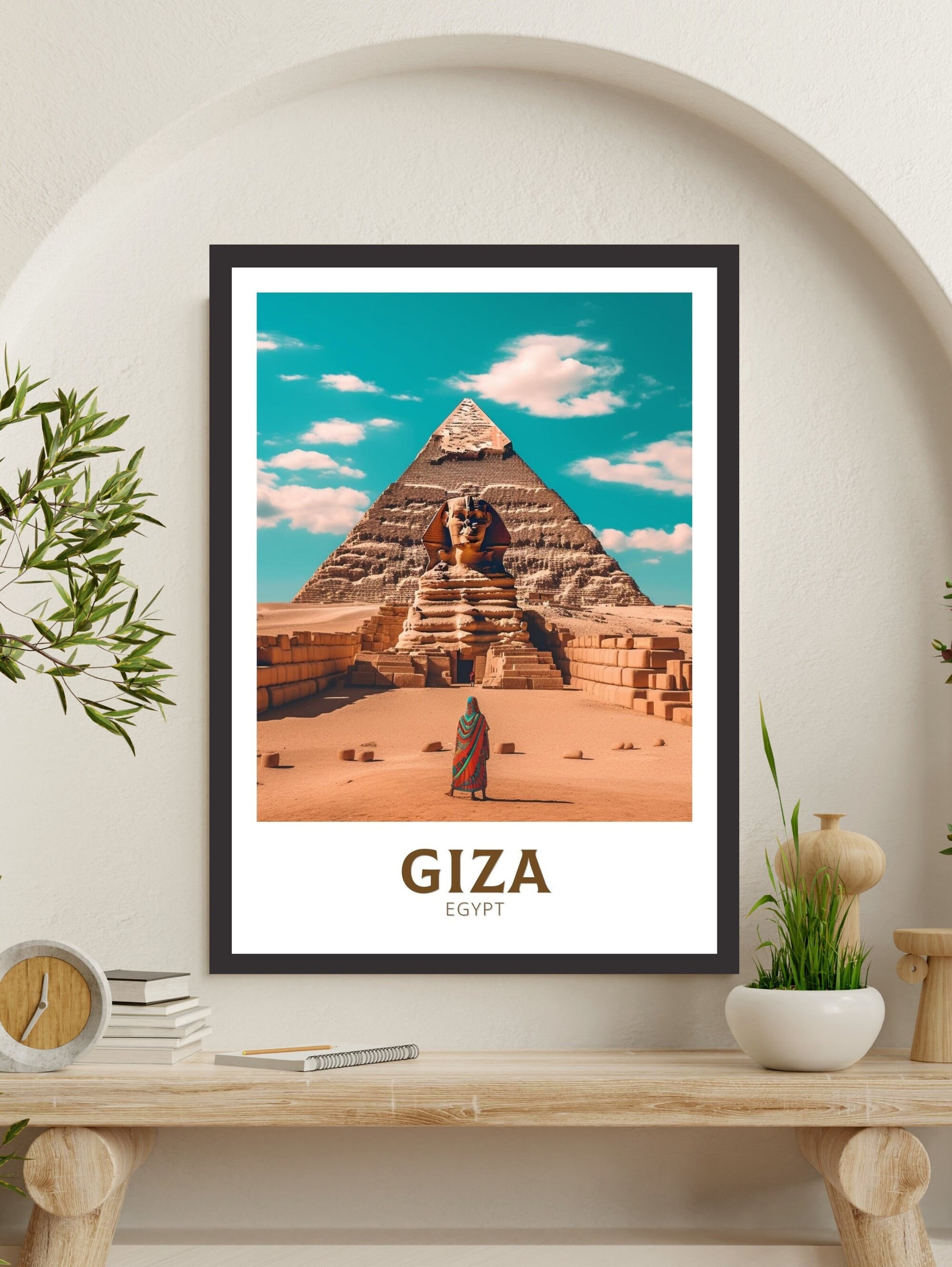 Giza Poster | Giza Colourful Illustration | Giza Wall Art | Giza Print | Egypt Print | Egypt Home Decor | Giza Poster | Travel gift | ID 187