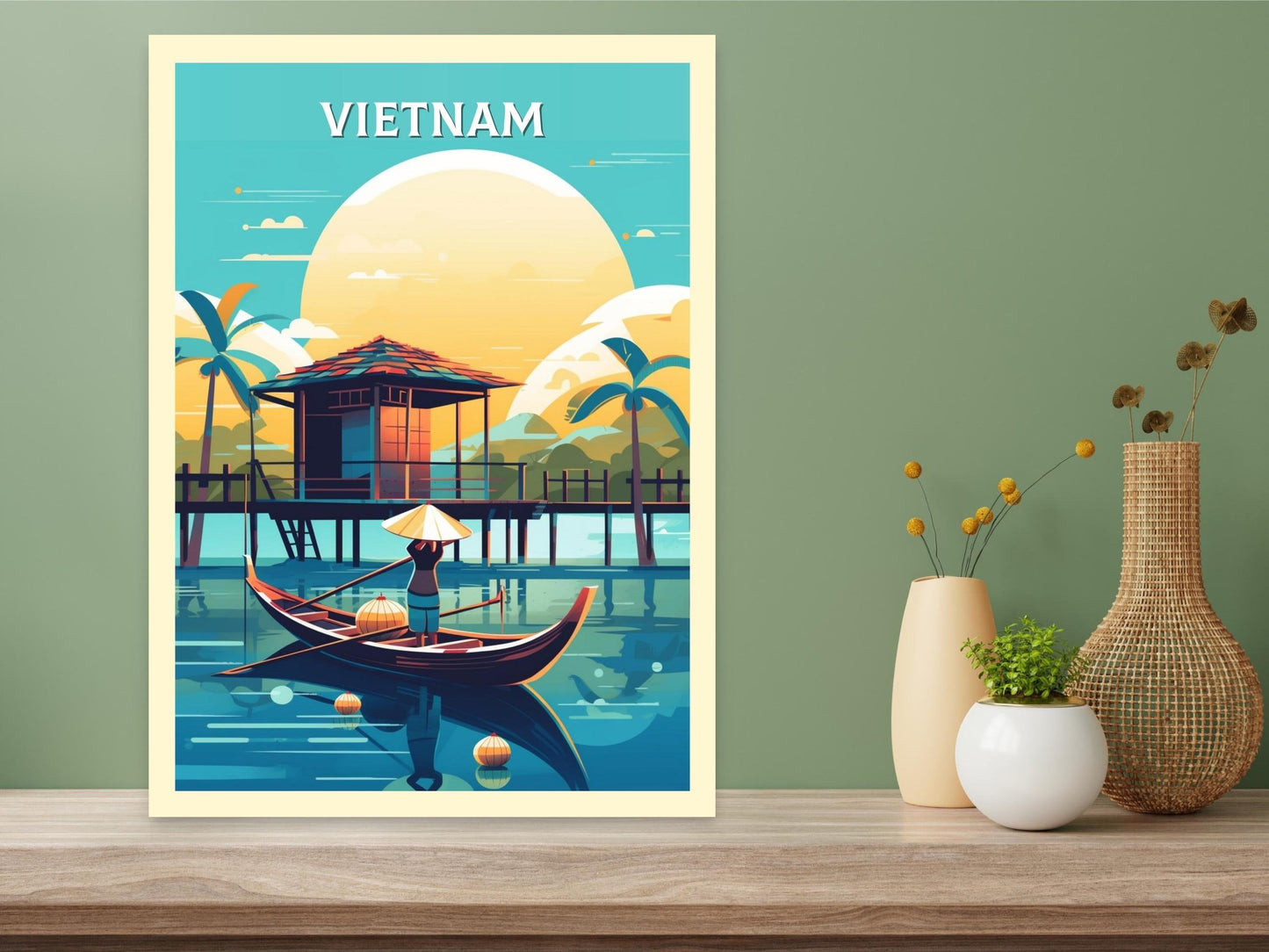 Vietnam Travel Print | Vietnam Print | Vietnam Illustration | Vietnam Wall Art | Asia Print | Vietnam Wall Art | Vietnam Poster | ID 289