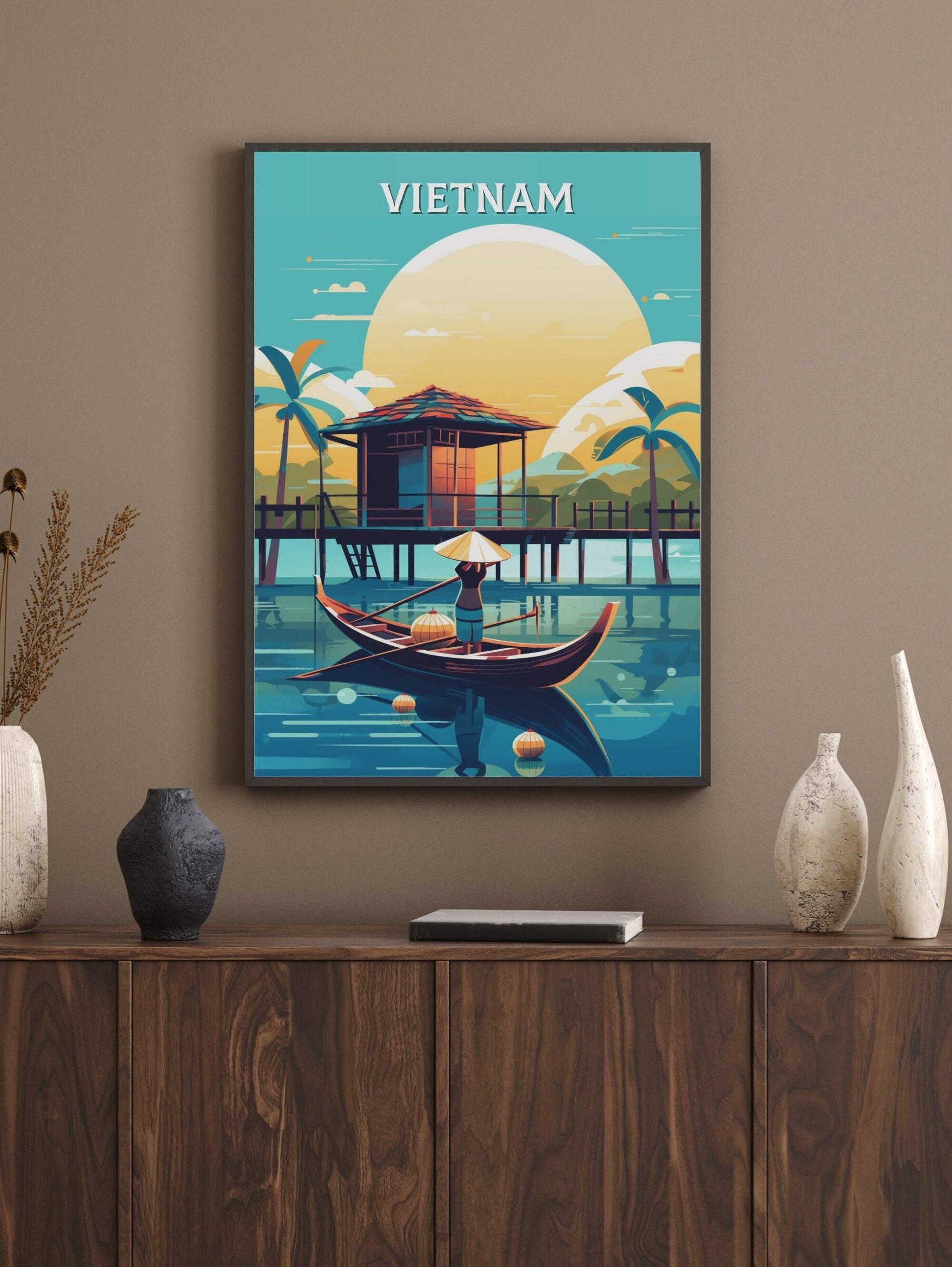 Vietnam Travel Print | Vietnam Print | Vietnam Illustration | Vietnam Wall Art | Asia Print | Vietnam Wall Art | Vietnam Poster | ID 289