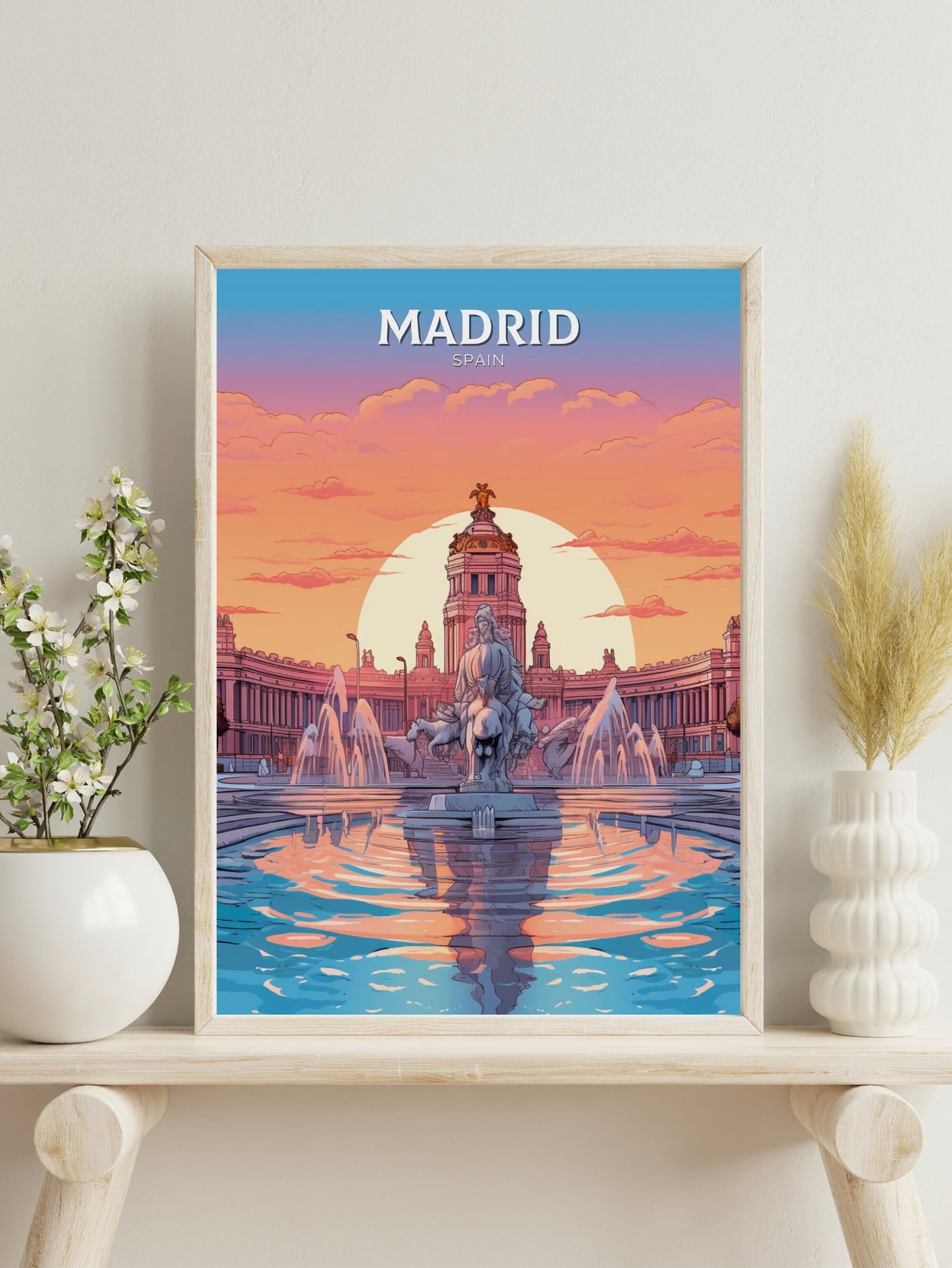 Madrid Travel Poster | Madrid Travel Print | Madrid Illustration | Madrid Wall Art | Spain Print | Madrid Print | Cibeles Fountain | ID 291