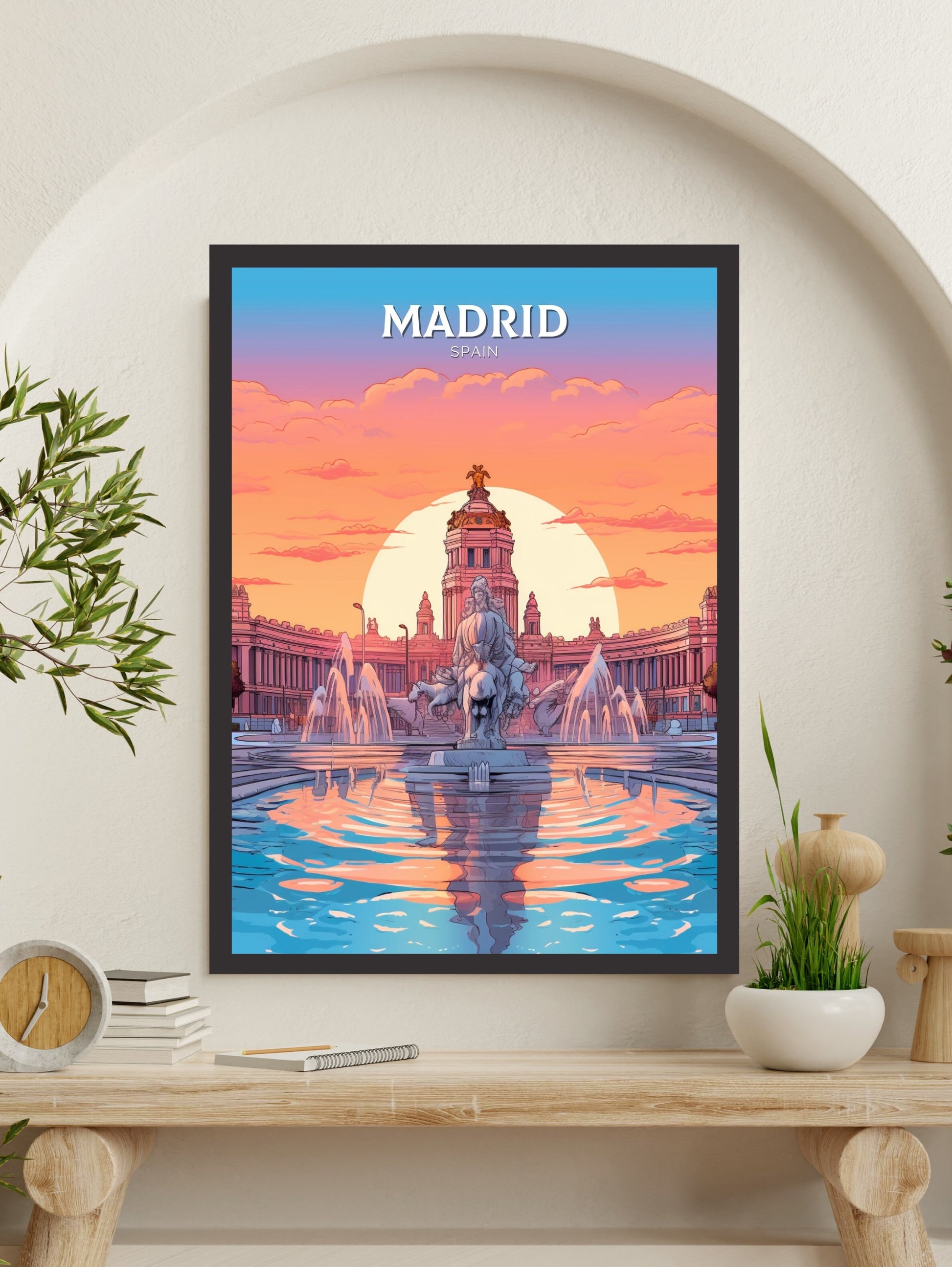 Madrid Travel Poster | Madrid Travel Print | Madrid Illustration | Madrid Wall Art | Spain Print | Madrid Print | Cibeles Fountain | ID 291