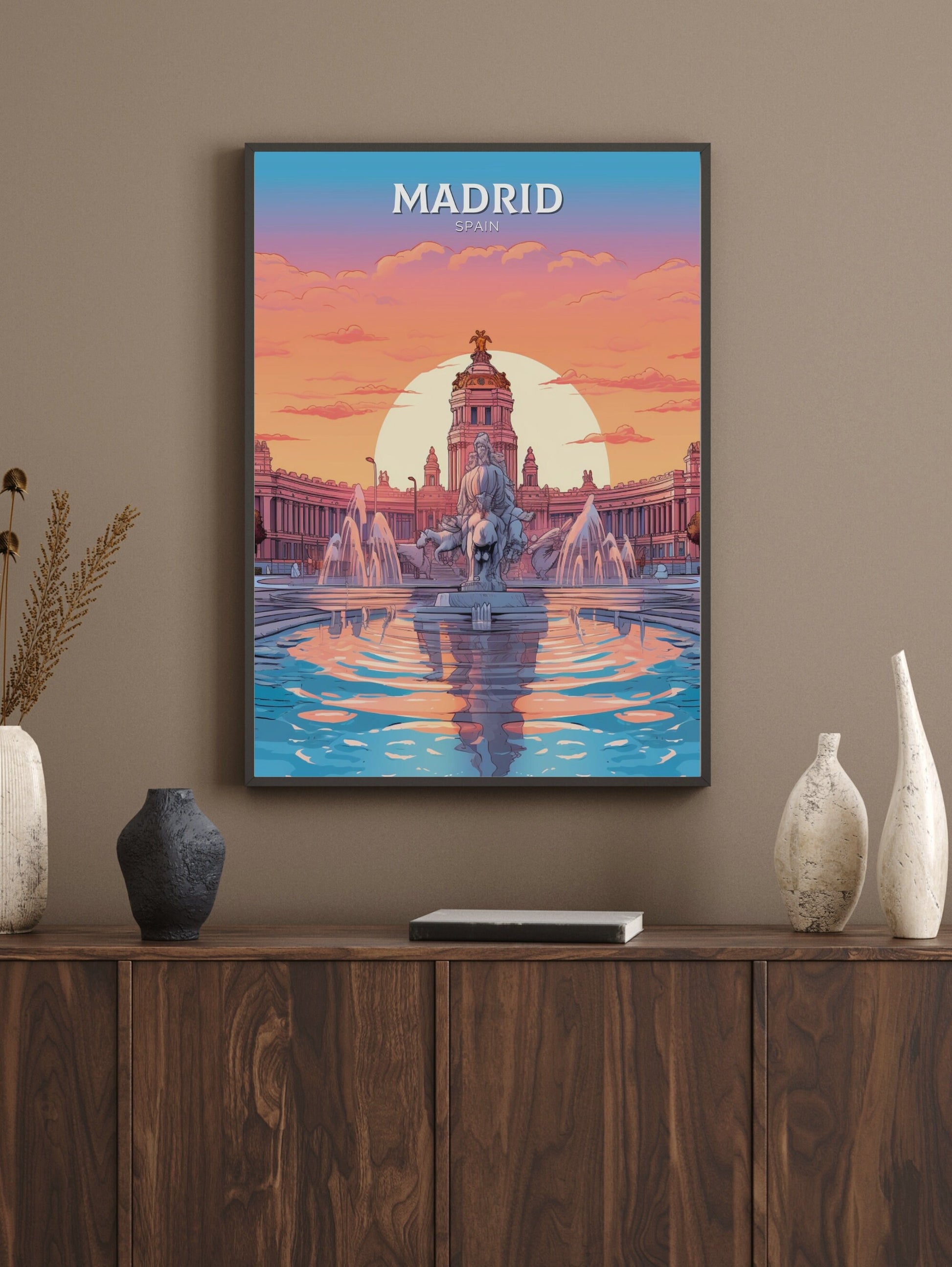 Madrid Travel Poster | Madrid Travel Print | Madrid Illustration | Madrid Wall Art | Spain Print | Madrid Print | Cibeles Fountain | ID 291