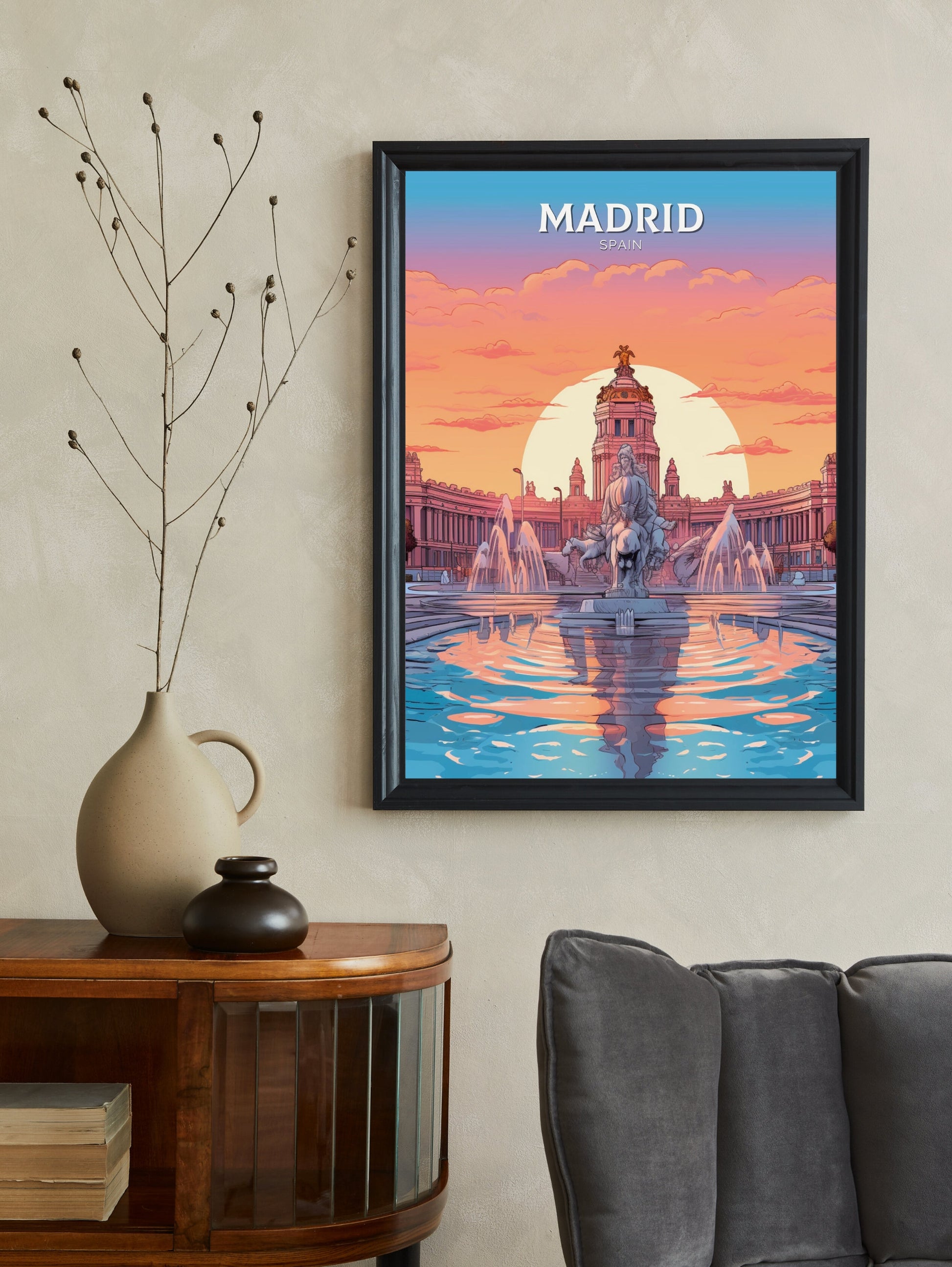 Madrid Travel Poster | Madrid Travel Print | Madrid Illustration | Madrid Wall Art | Spain Print | Madrid Print | Cibeles Fountain | ID 291